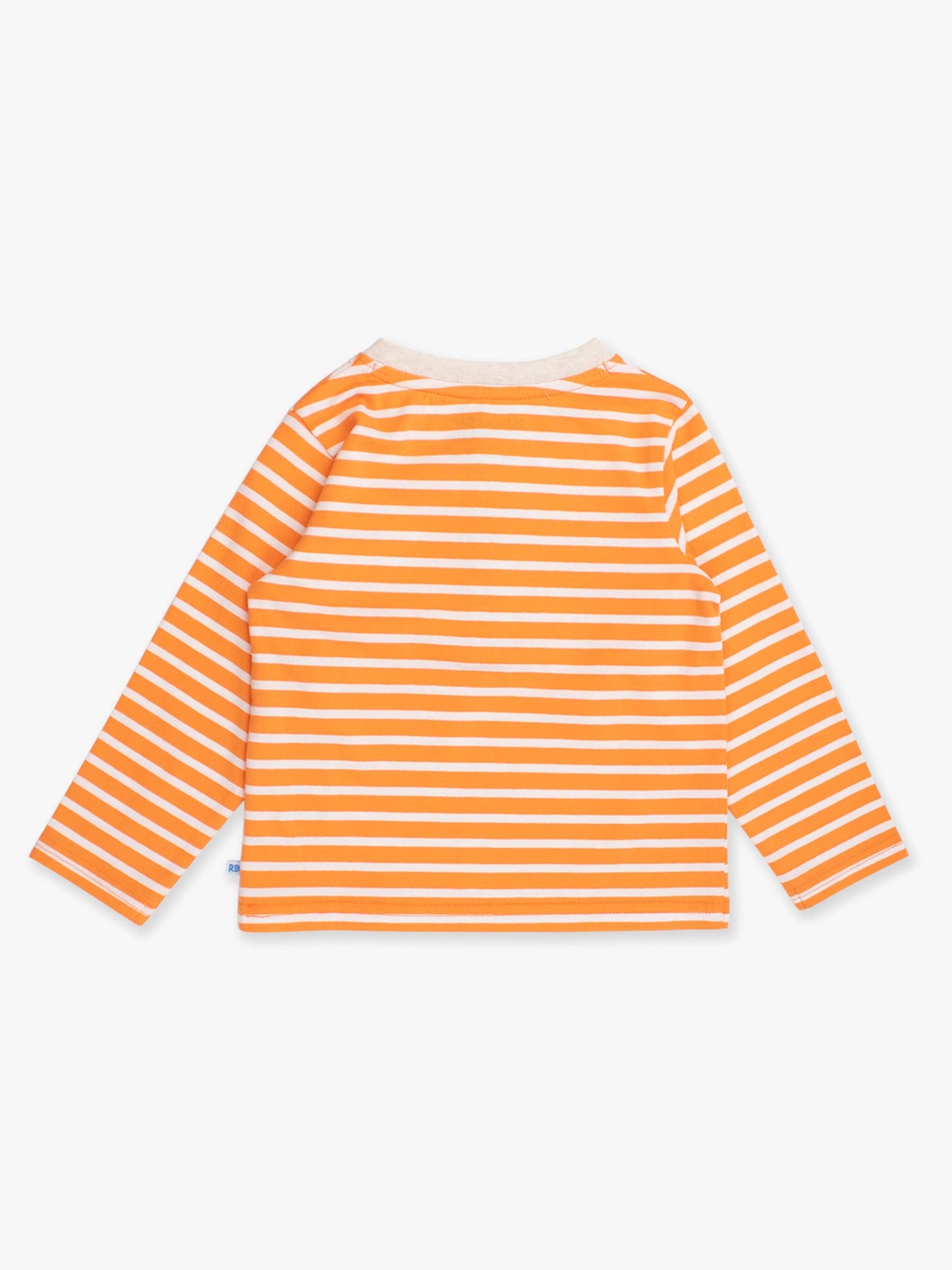 RuffleButts + RuggedButts - Boys Pumpkin Orange Stripe Knit Long Sleeve Embroidered Henley Tee