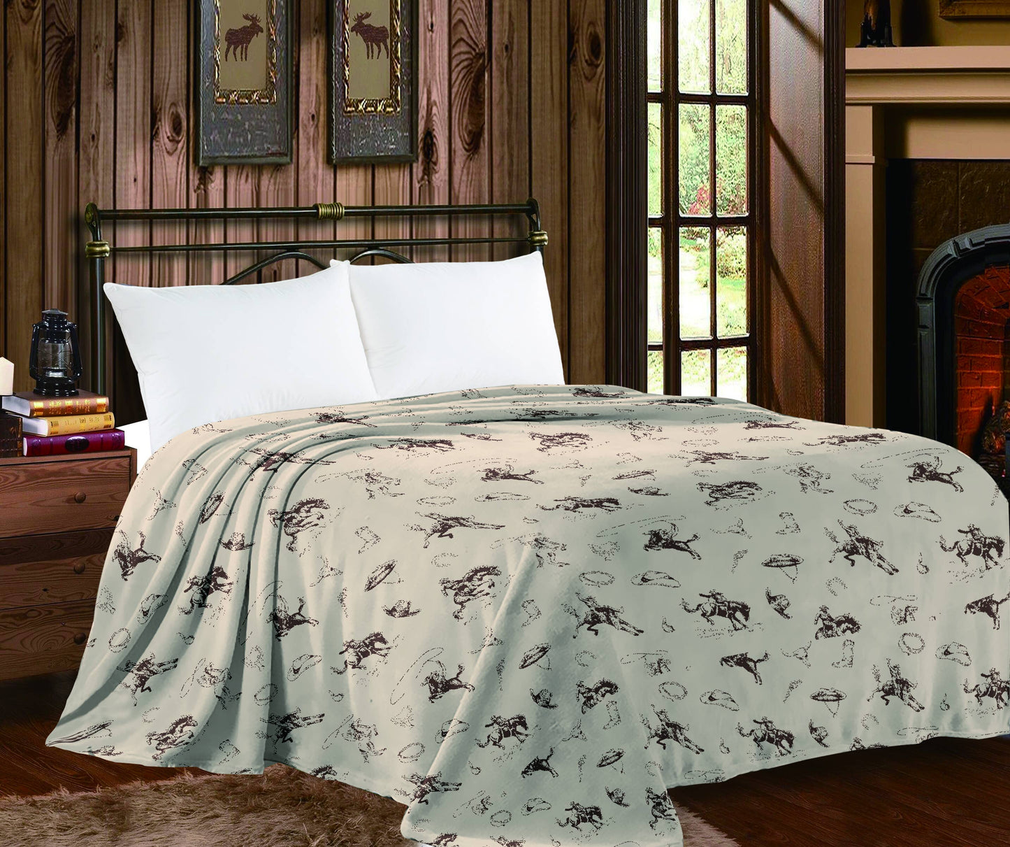 Western Linens - Beige Rodeo - Queen Size Mia Throw Blanket