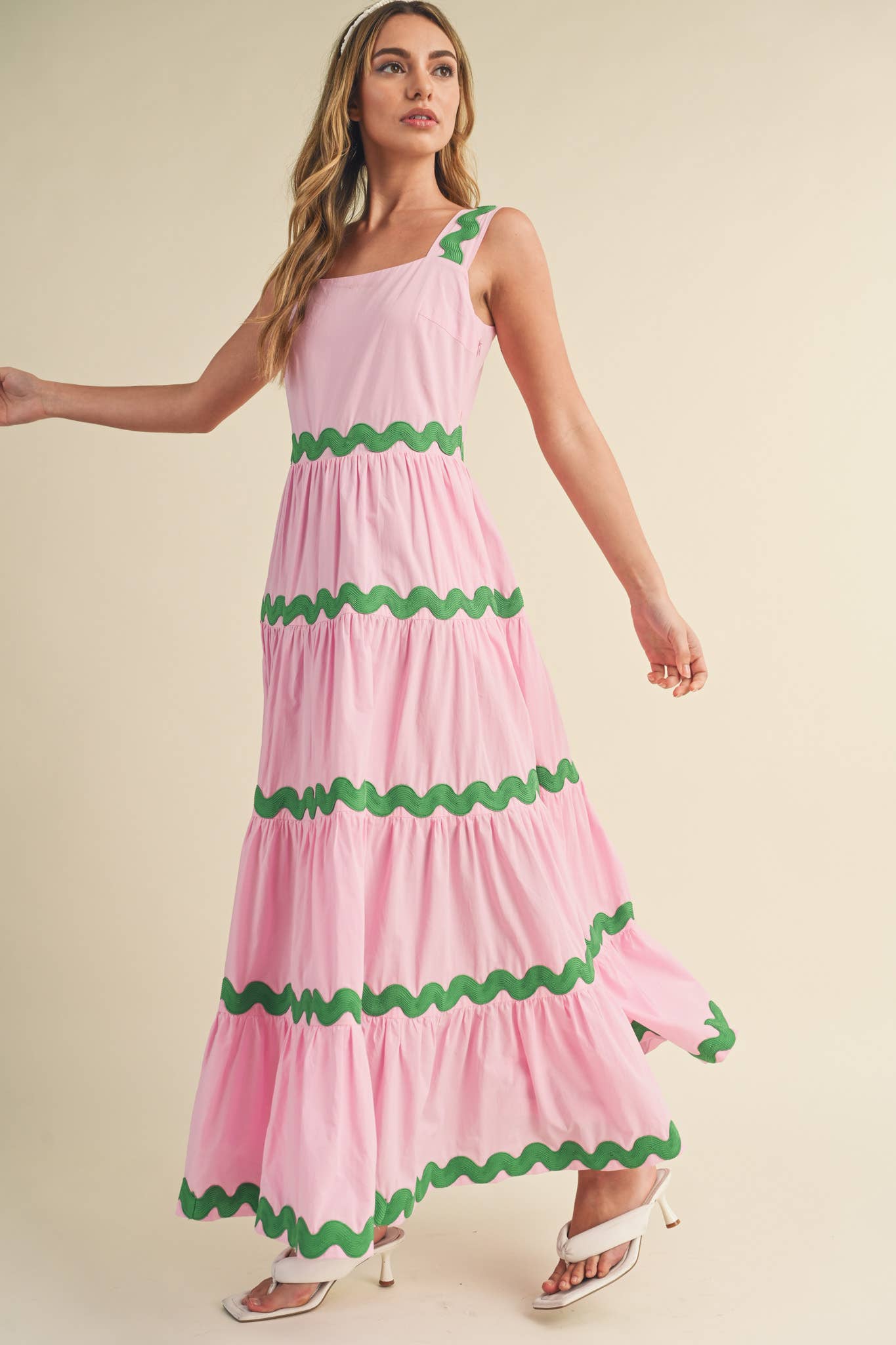 &MERCI - TIERED RIC RAC TRIM MIDI DRESS MDR3074