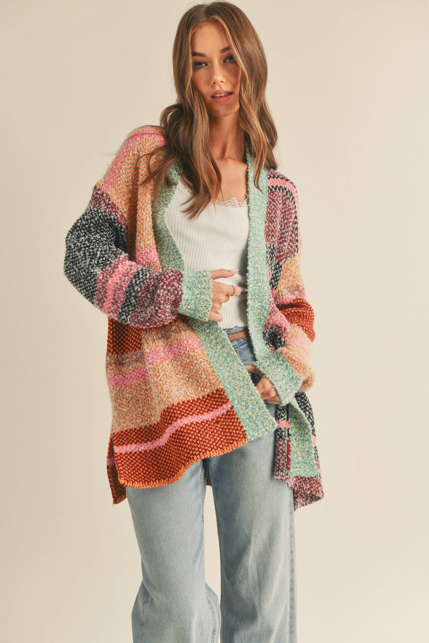 &MERCI - OVERSIZED COLOR BLOCK CARDIGAN MSW10038
