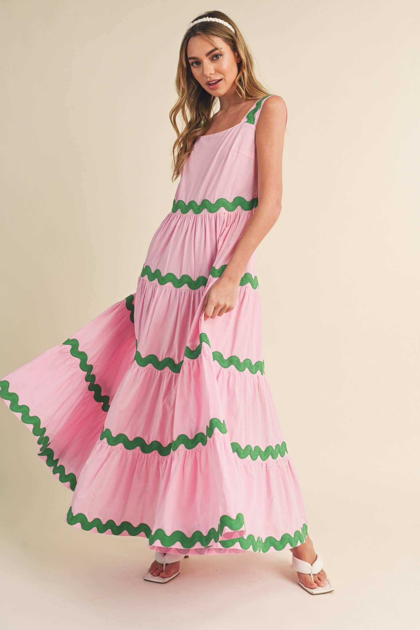 &MERCI - TIERED RIC RAC TRIM MIDI DRESS MDR3074
