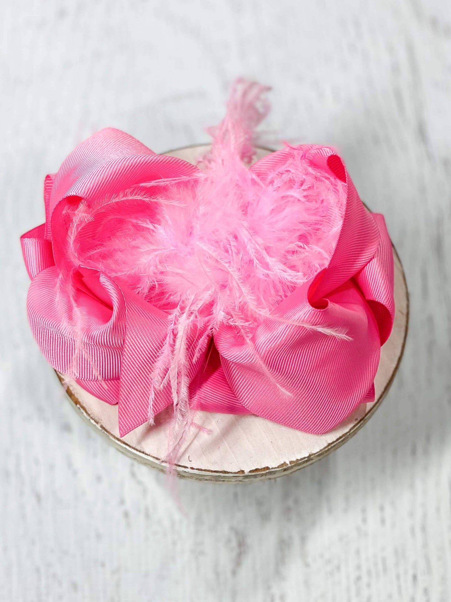 The Hair Bow Company - Texas Size Ostrich Puff Looped Knot Hair Bow: French Pink