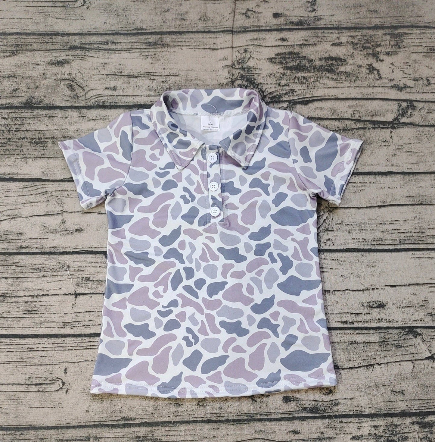 Baby Boys Camo Hunting Short Sleeve Buttons Tee Shirt Tops