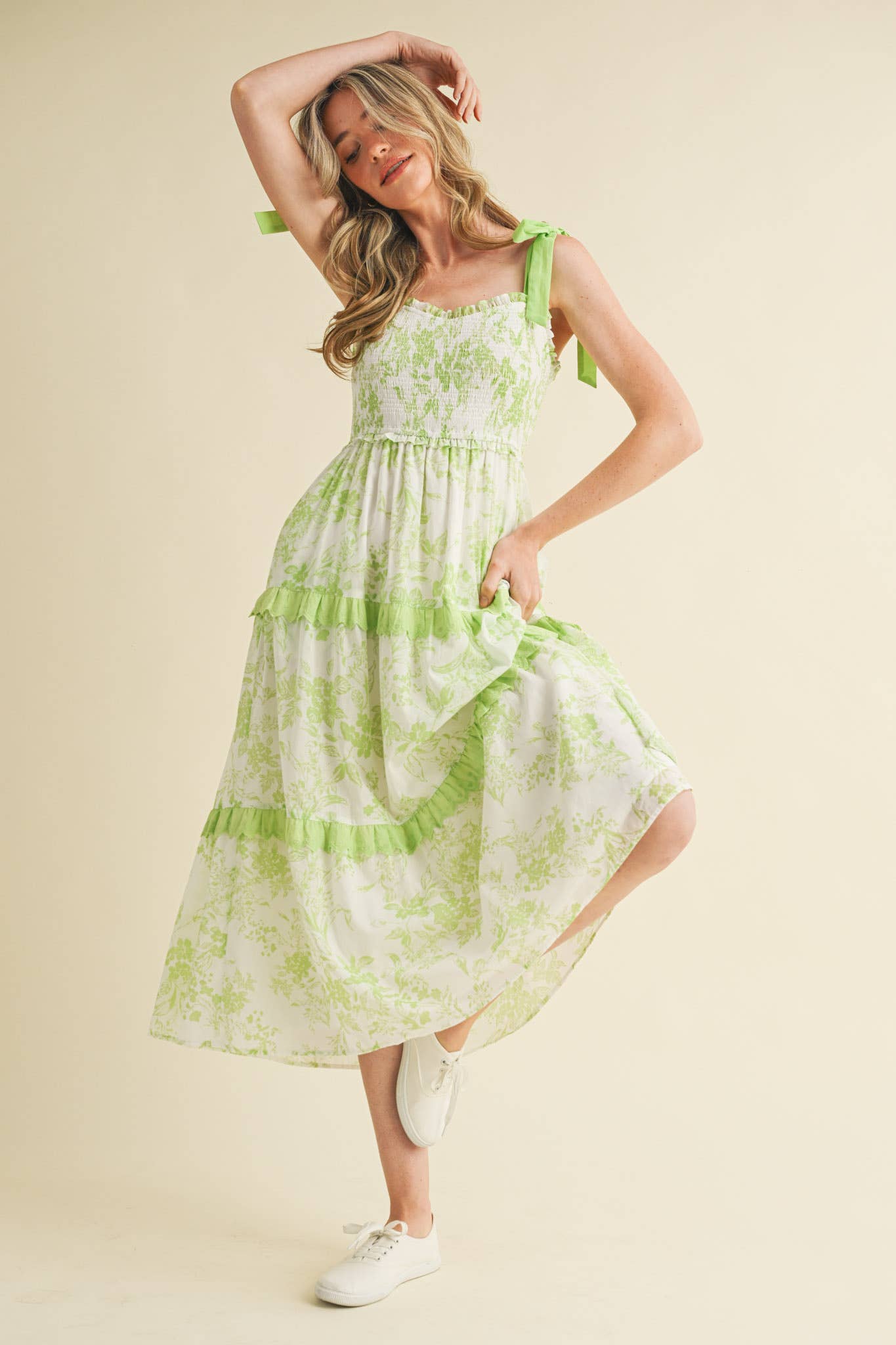 &MERCI - EXCLUSIVE PRINT FLORAL TIERED SCALLOP TRIM DRESS MDR4083