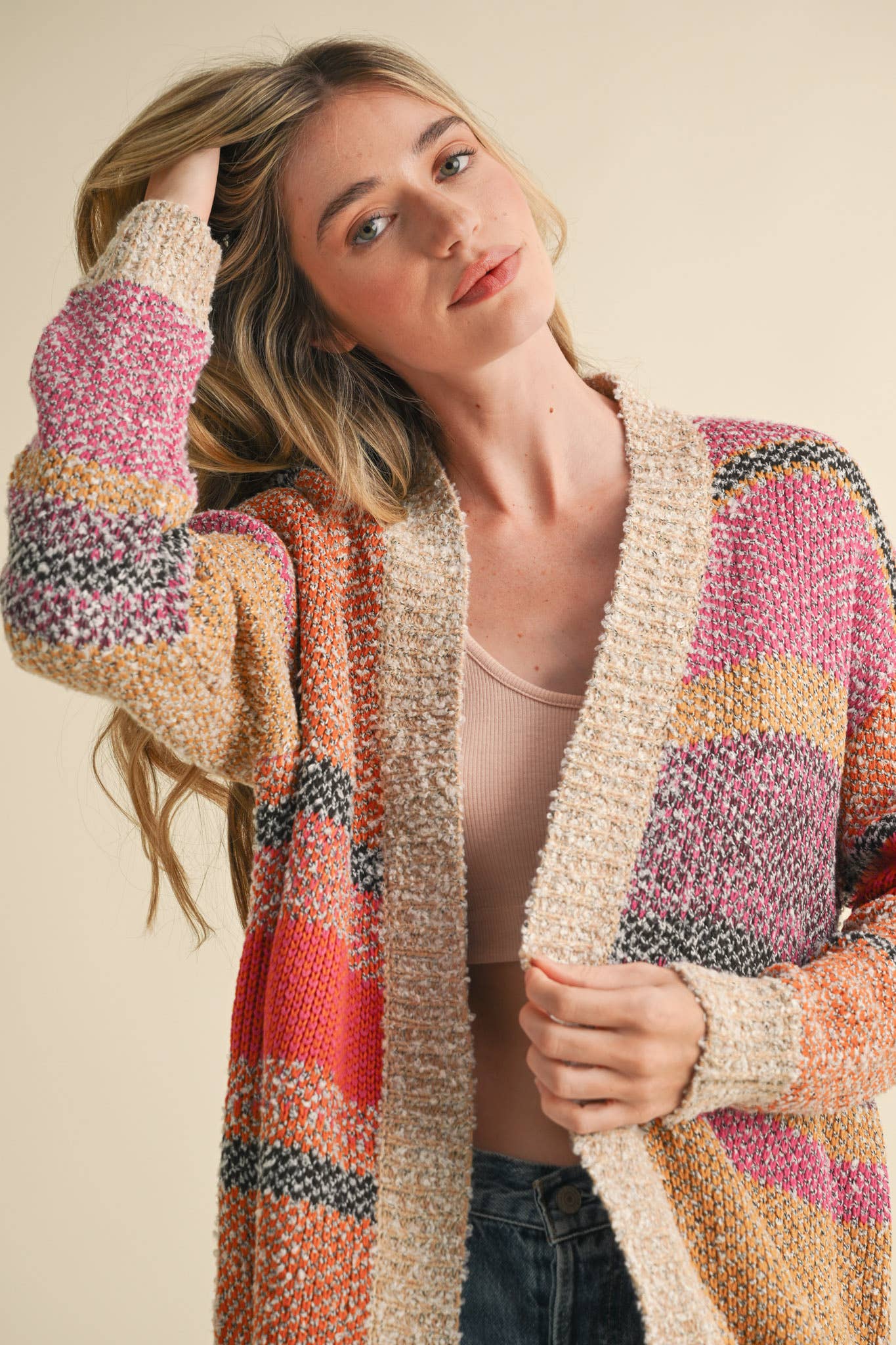 &MERCI - OVERSIZED COLOR BLOCK CARDIGAN MSW10038