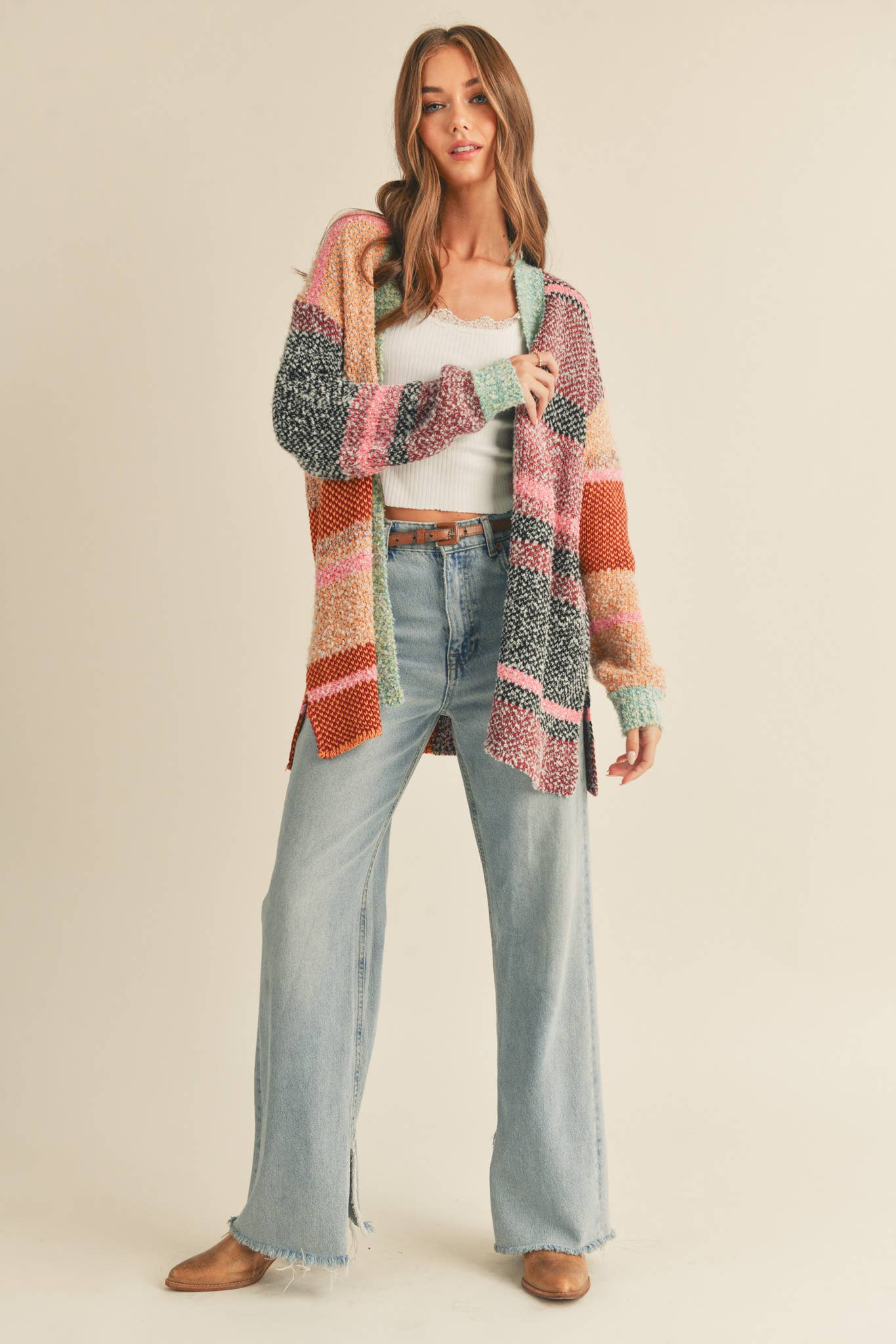 &MERCI - OVERSIZED COLOR BLOCK CARDIGAN MSW10038