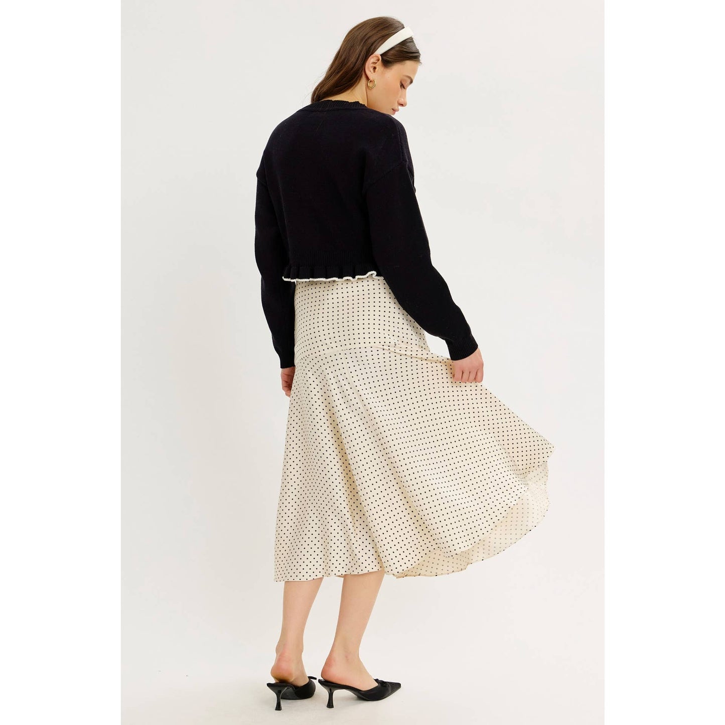 idem ditto - STATEMENT ROSETTE SNAP CARDIGAN WITH RUFFLED HEM