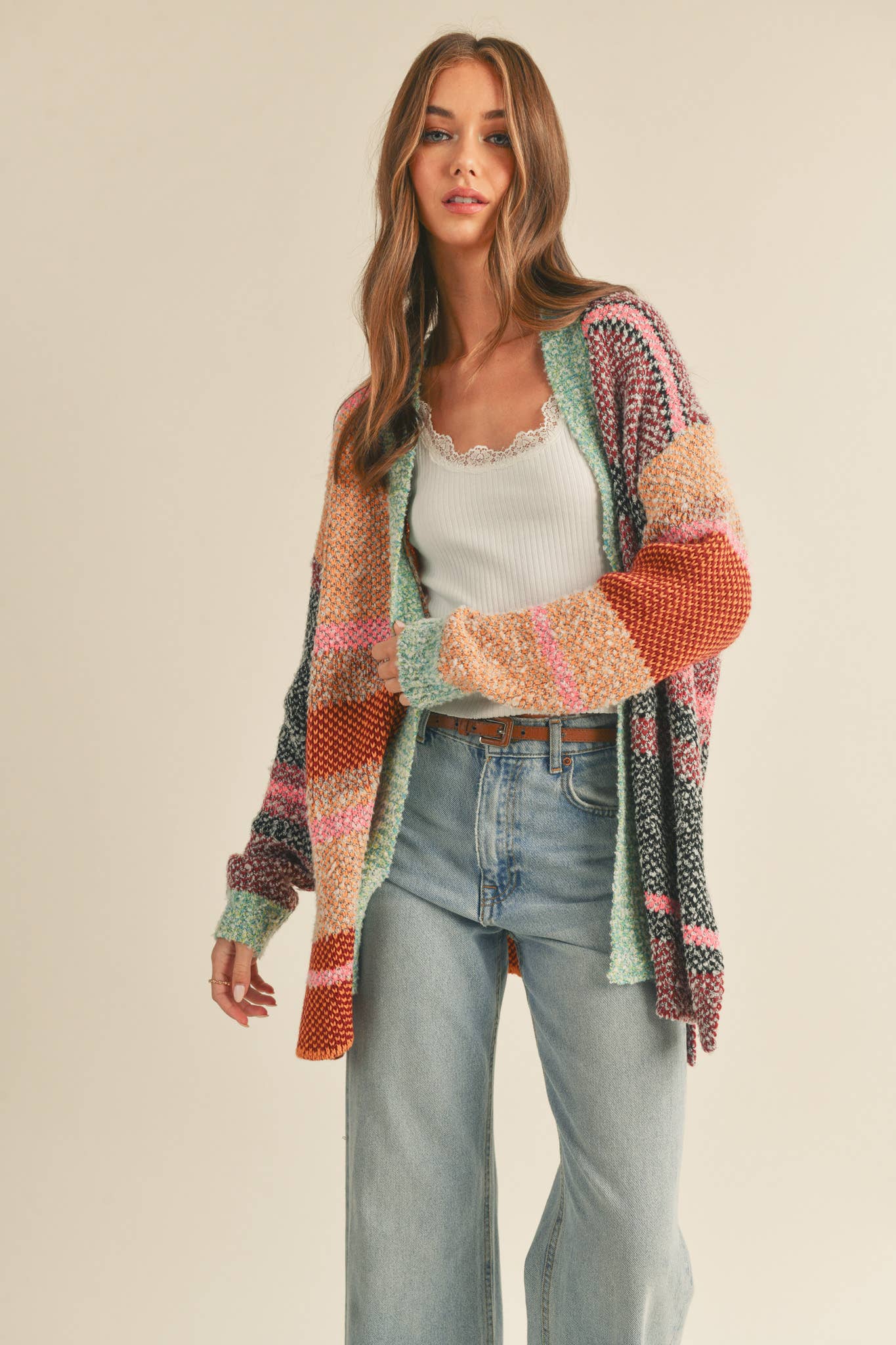 &MERCI - OVERSIZED COLOR BLOCK CARDIGAN MSW10038