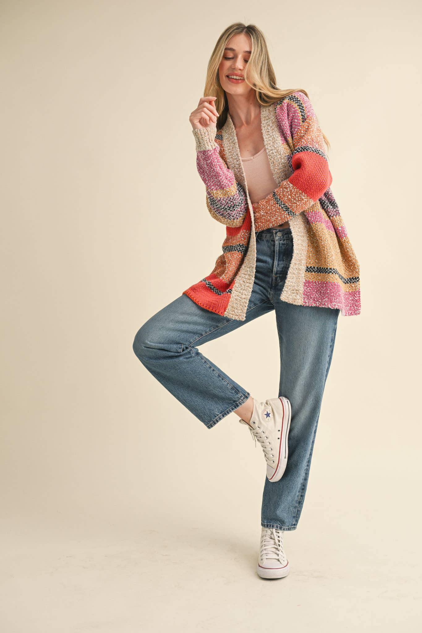 &MERCI - OVERSIZED COLOR BLOCK CARDIGAN MSW10038