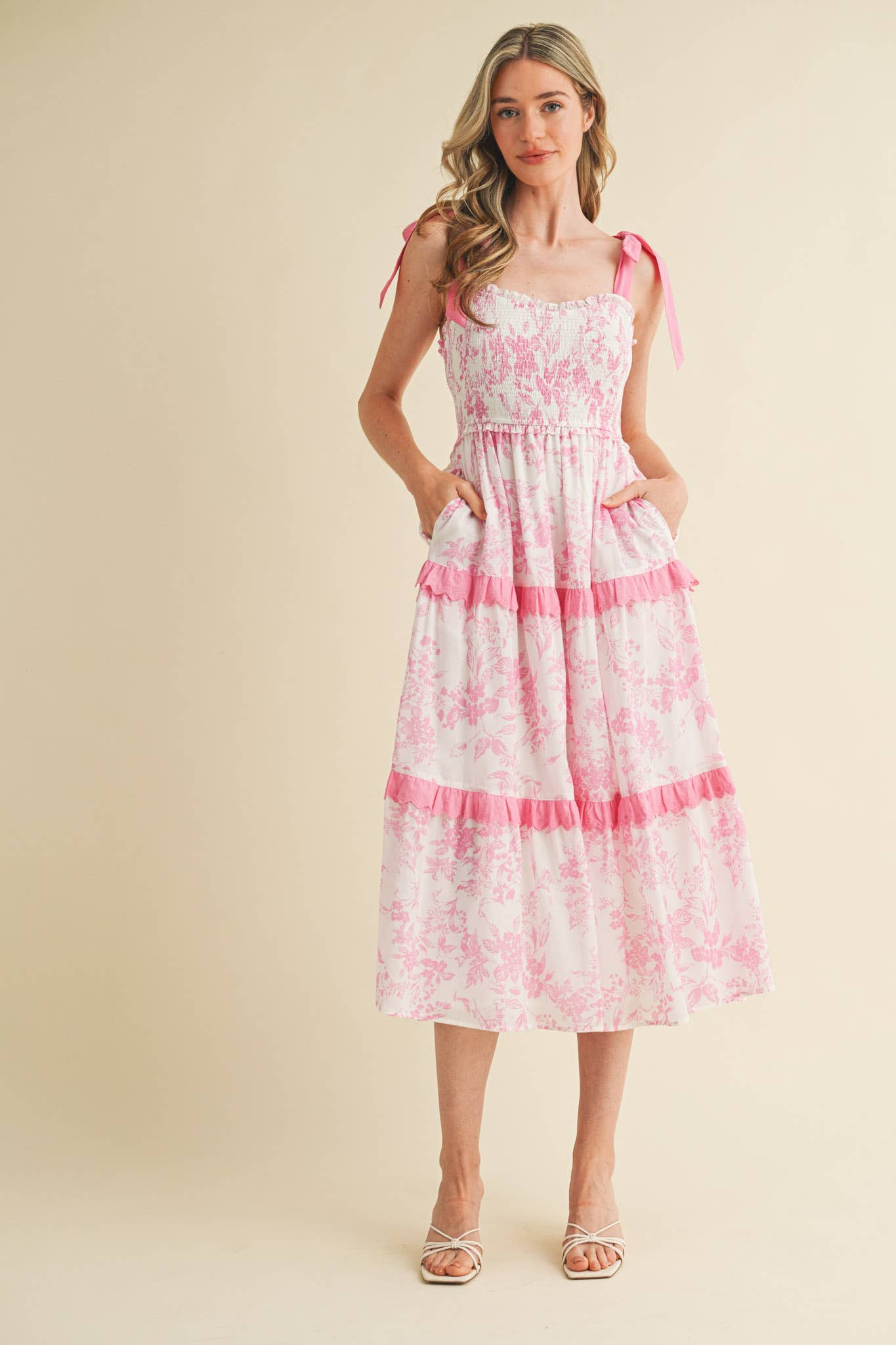 &MERCI - EXCLUSIVE PRINT FLORAL TIERED SCALLOP TRIM DRESS MDR4083