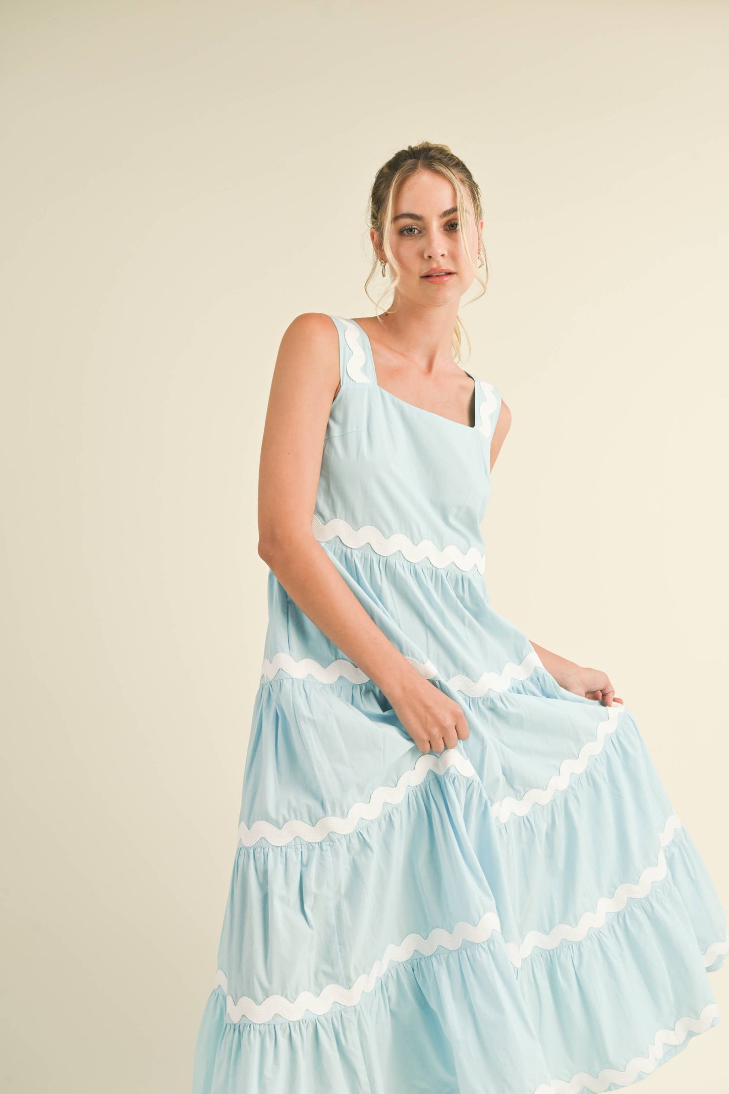 &MERCI - TIERED RIC RAC TRIM MIDI DRESS MDR3074