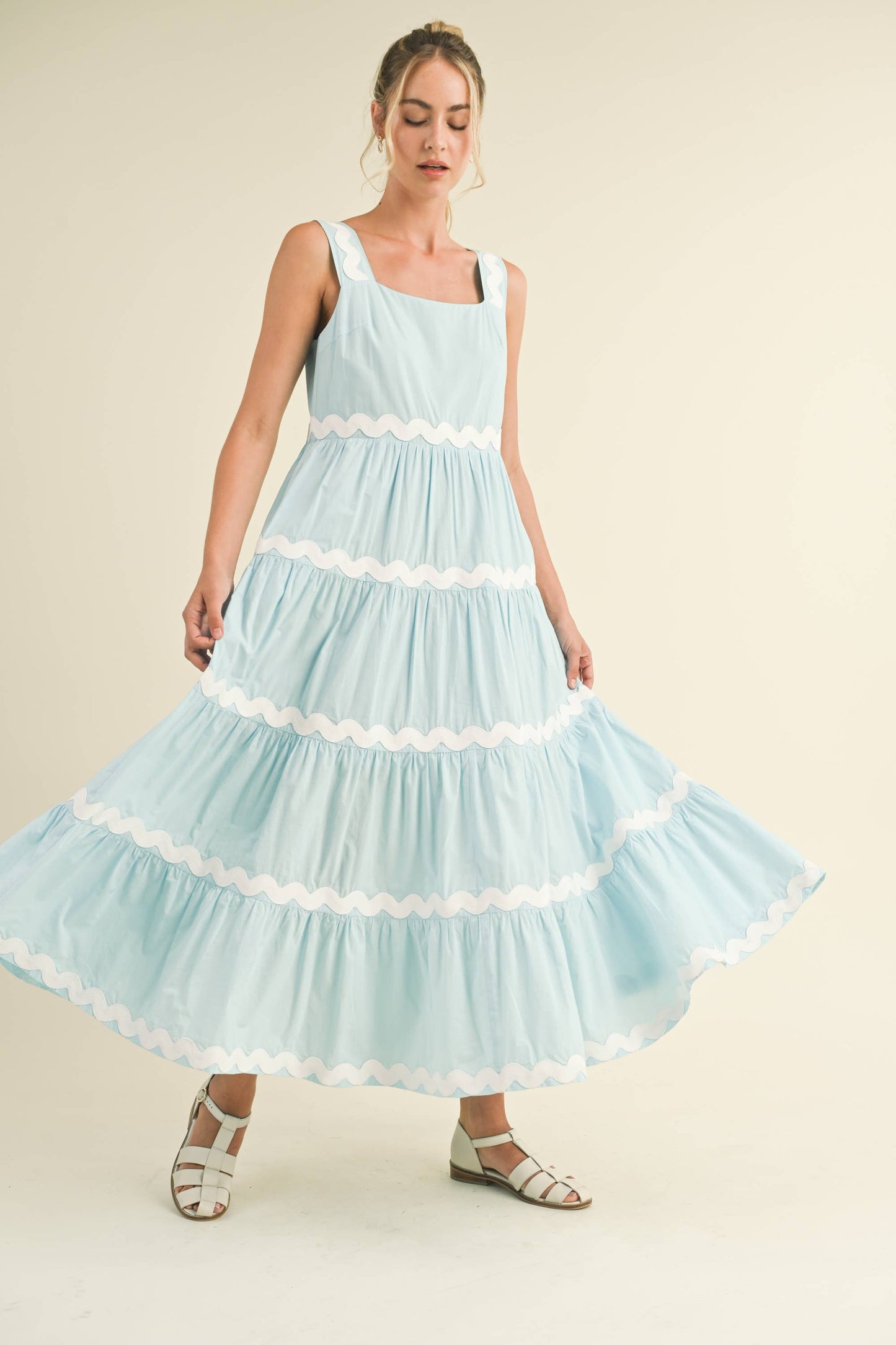 &MERCI - TIERED RIC RAC TRIM MIDI DRESS MDR3074