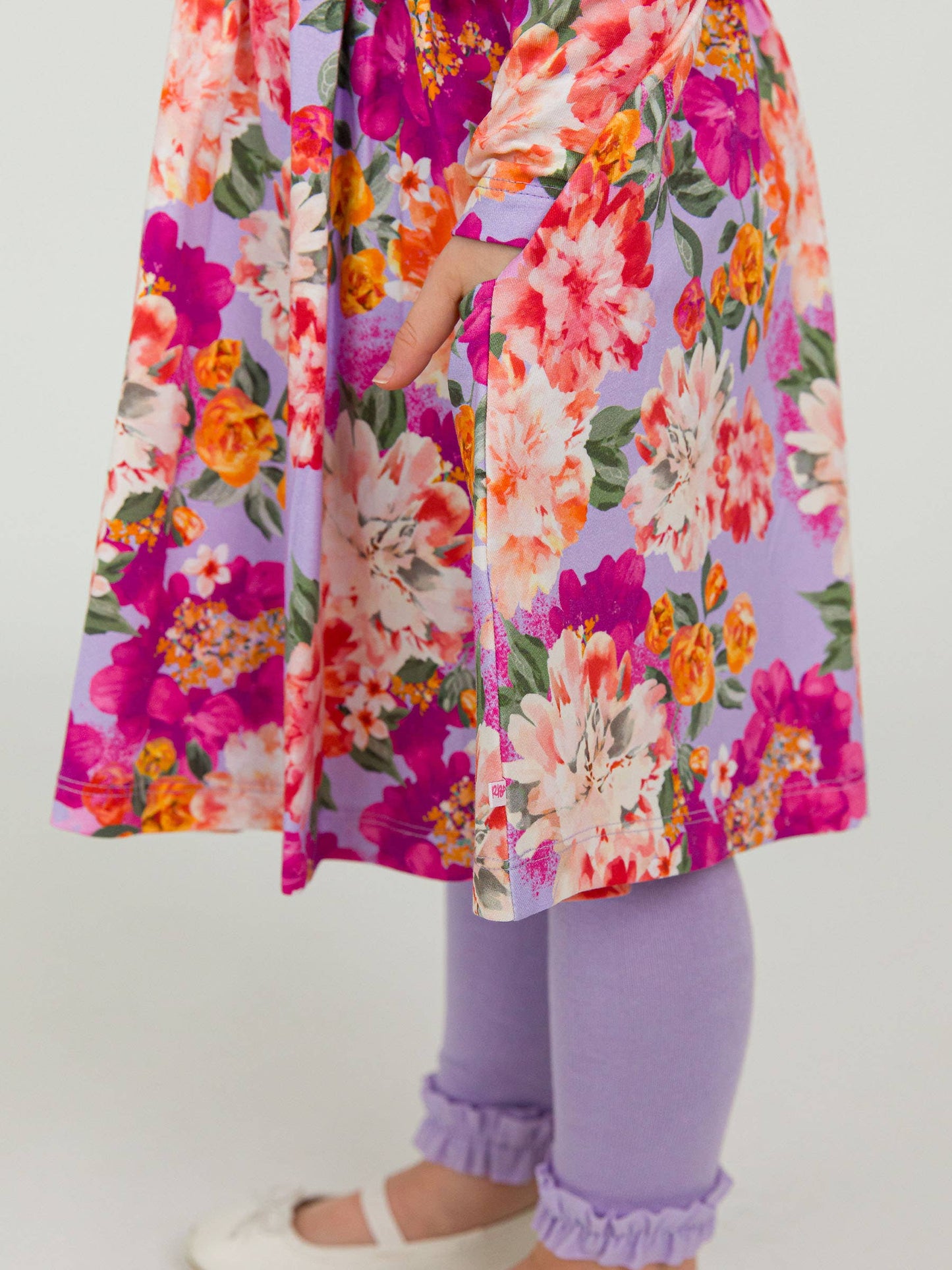 RuffleButts + RuggedButts - Girls Lavender Valley Knit Long Sleeve Twirl Dress
