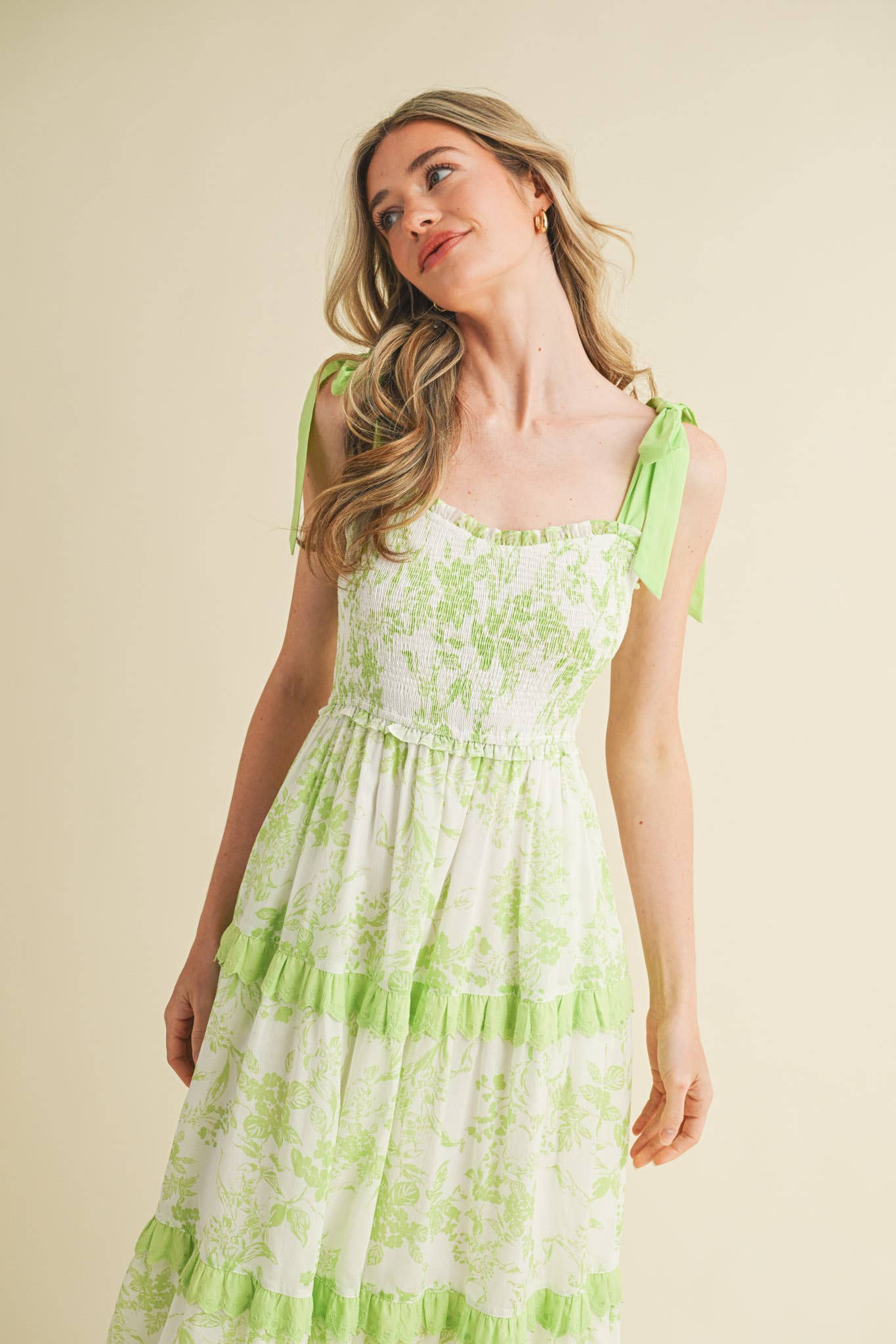 &MERCI - EXCLUSIVE PRINT FLORAL TIERED SCALLOP TRIM DRESS MDR4083