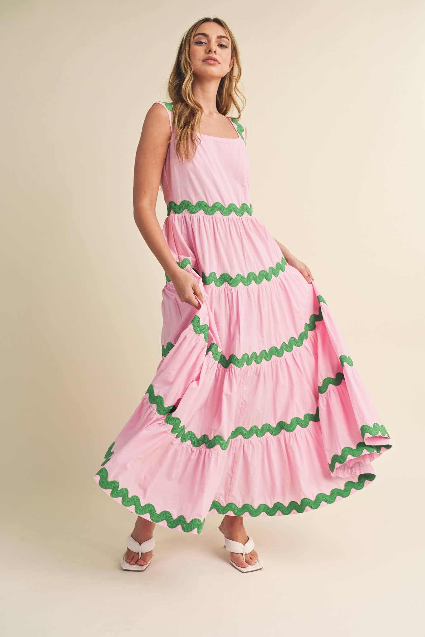 &MERCI - TIERED RIC RAC TRIM MIDI DRESS MDR3074