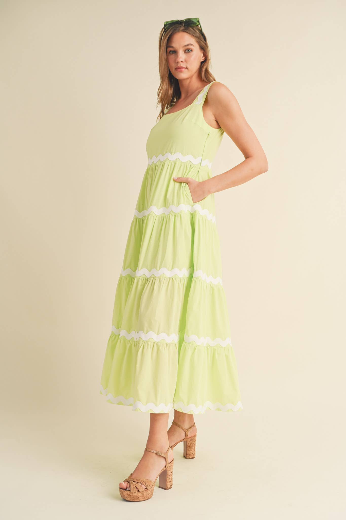 &MERCI - TIERED RIC RAC TRIM MIDI DRESS MDR3074