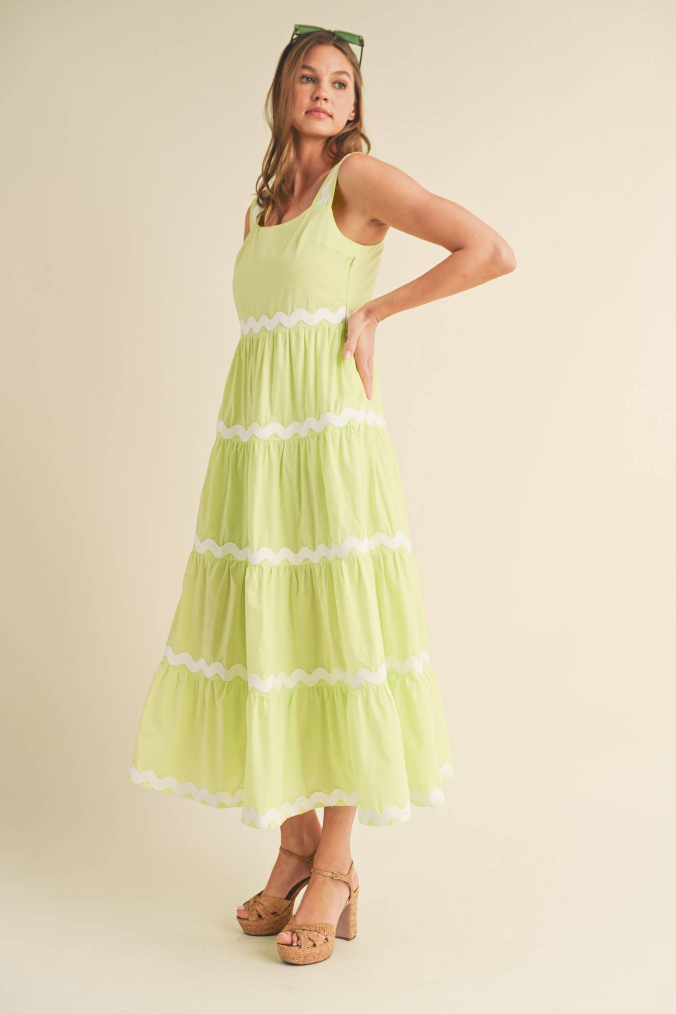 &MERCI - TIERED RIC RAC TRIM MIDI DRESS MDR3074