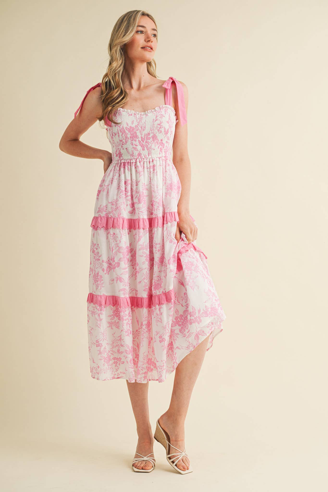 &MERCI - EXCLUSIVE PRINT FLORAL TIERED SCALLOP TRIM DRESS MDR4083