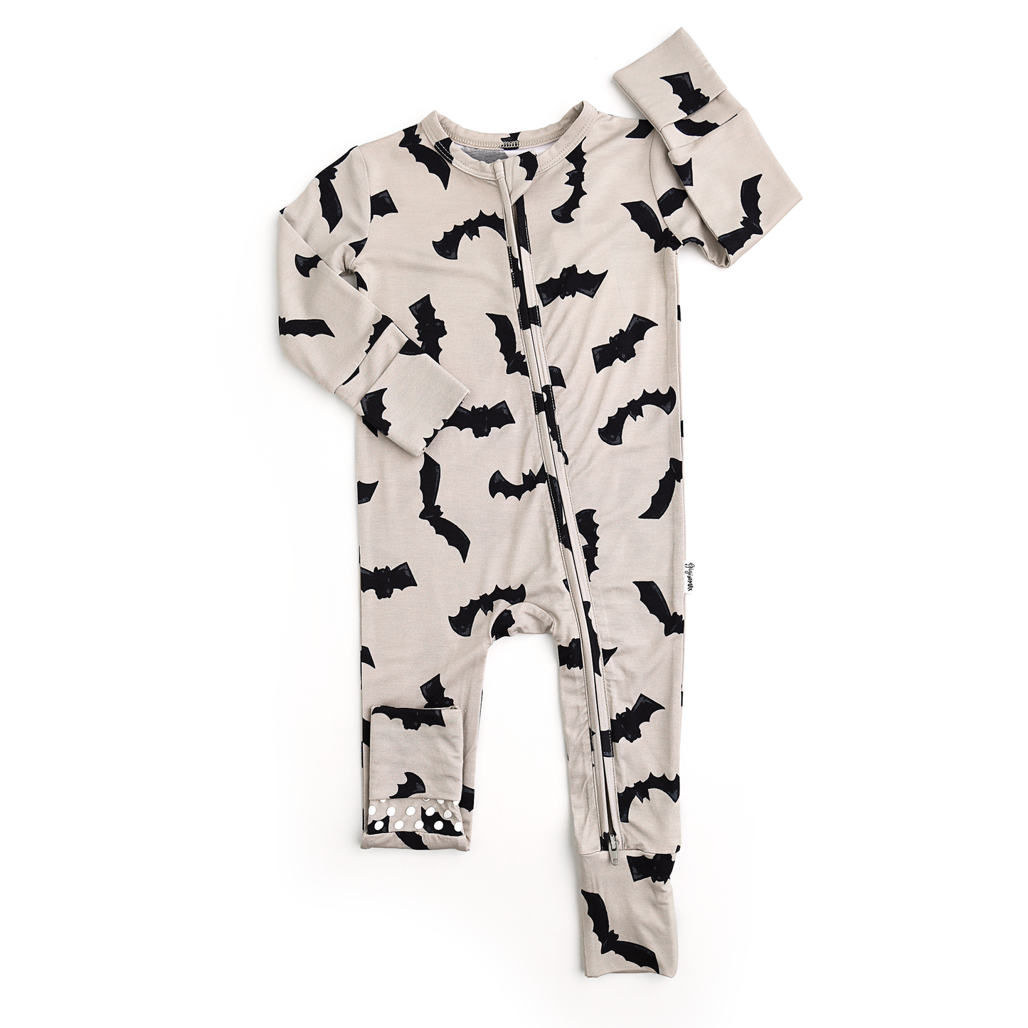 Gigi and Max - Vlad Gray Bats ZIP Bamboo Halloween Sleepies Little