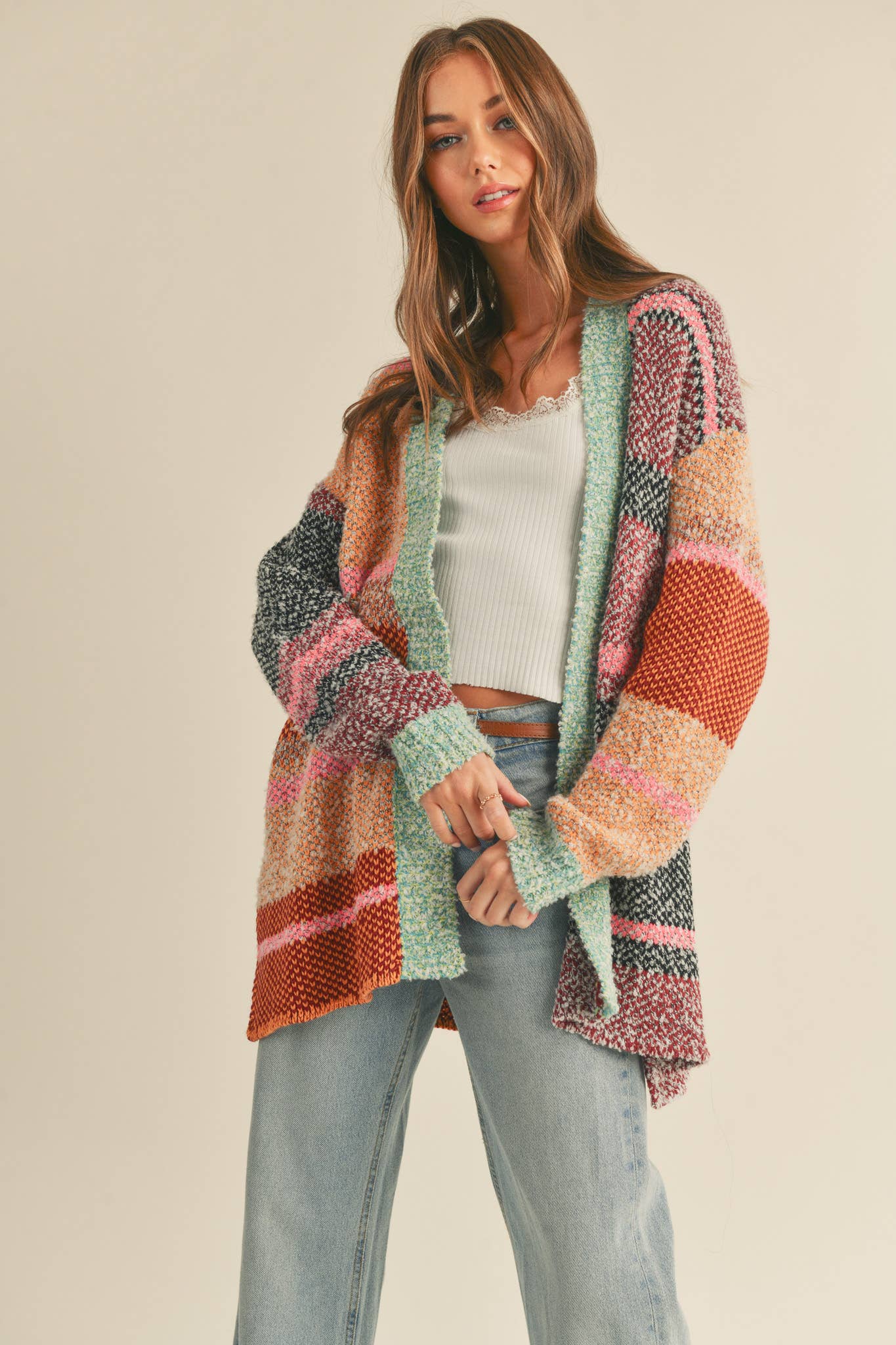 &MERCI - OVERSIZED COLOR BLOCK CARDIGAN MSW10038