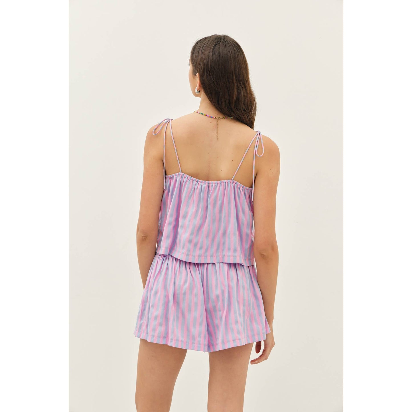 idem ditto - MULTI-COLOR STRIPE A-LINE SLIP TOP WITH TIE STRAPS