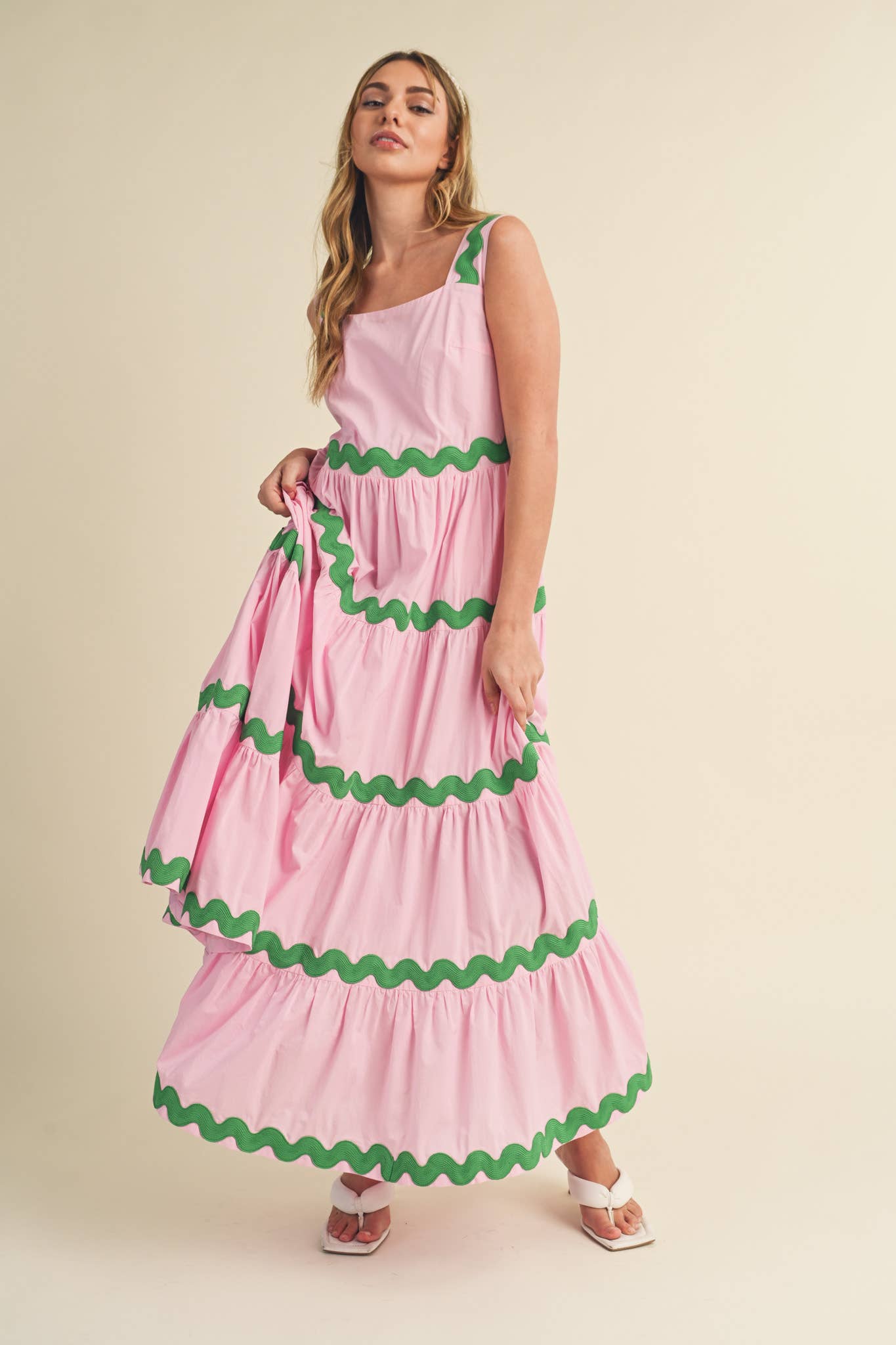 &MERCI - TIERED RIC RAC TRIM MIDI DRESS MDR3074