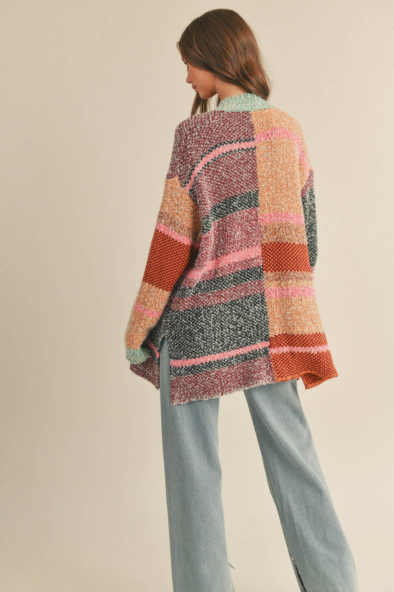 &MERCI - OVERSIZED COLOR BLOCK CARDIGAN MSW10038