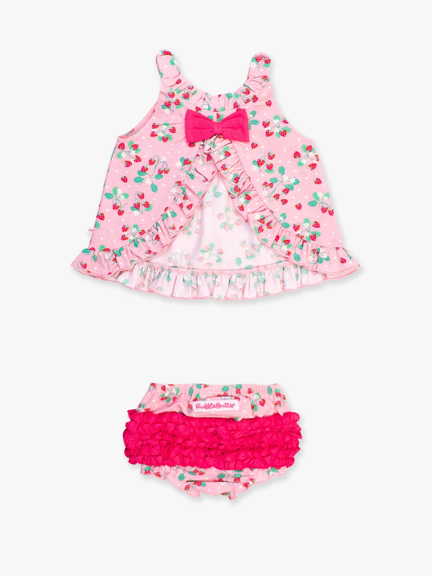 RuffleButts + RuggedButts - Baby Girls Strawberry Knit Top and Bloomer Set