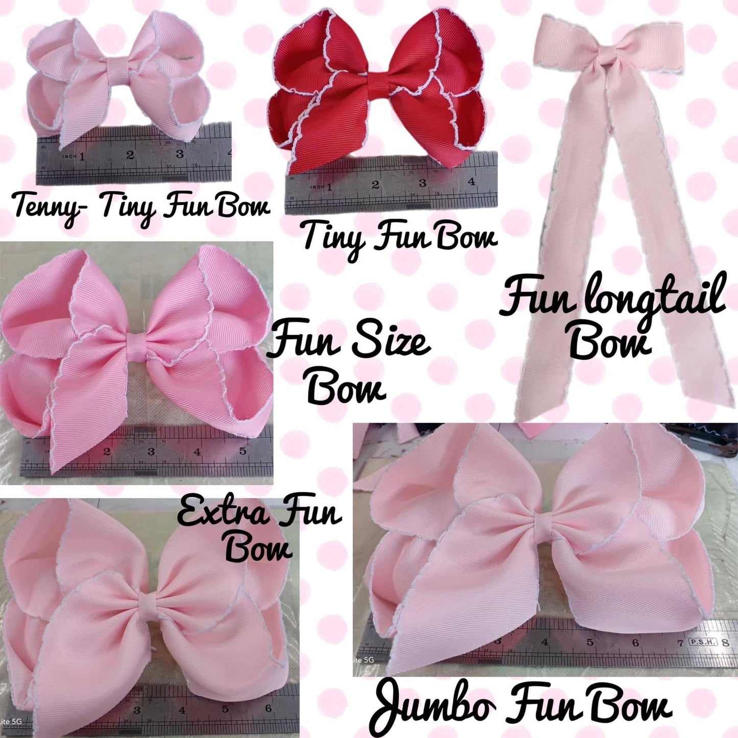 Just For Fun Threads - Jumbo Fun Solid Moonstitch Hair Bows (7in): Light purple