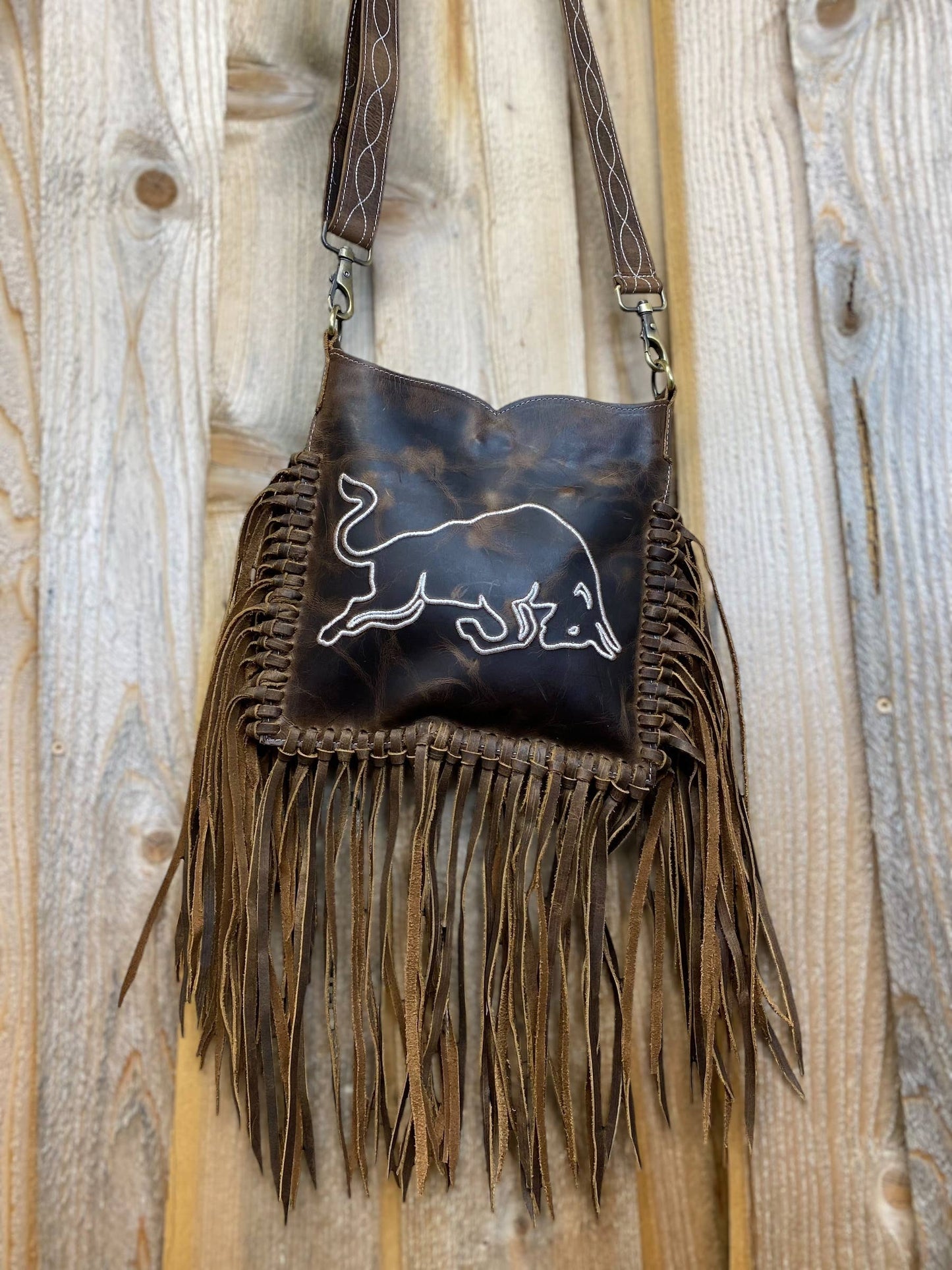 Western Linens - Bull All Tooled Leather Crossbody