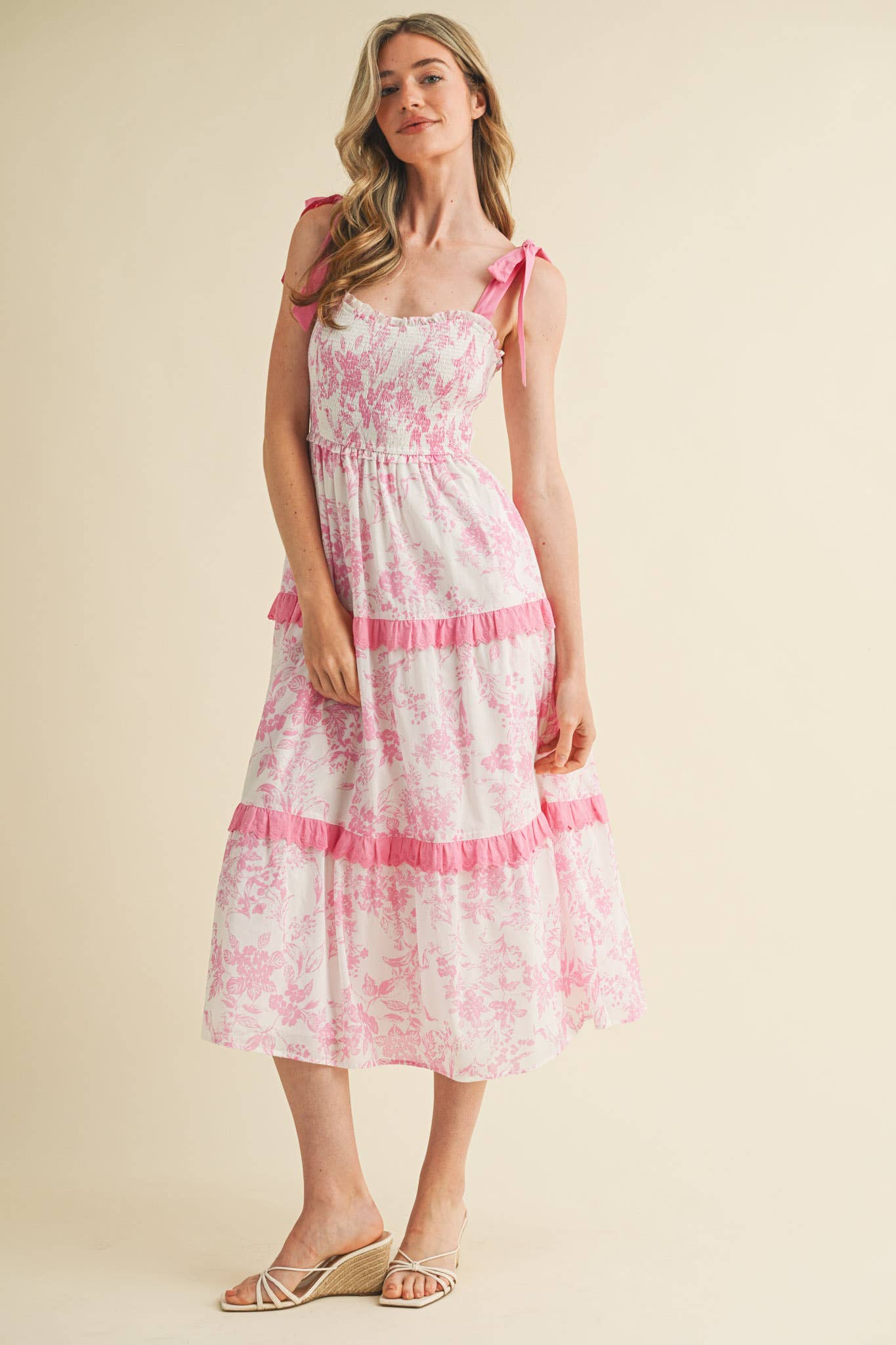 &MERCI - EXCLUSIVE PRINT FLORAL TIERED SCALLOP TRIM DRESS MDR4083