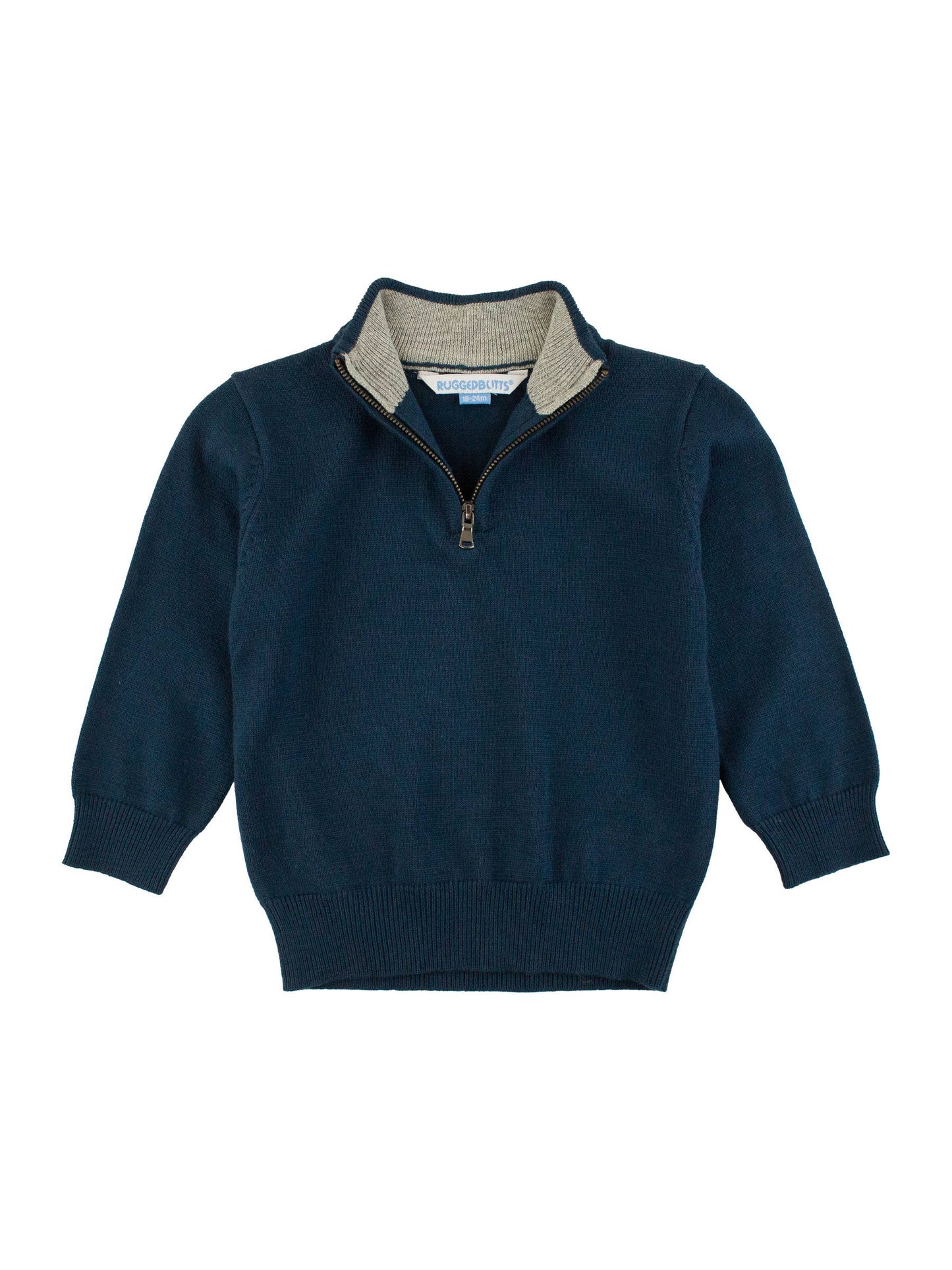 RuffleButts + RuggedButts - Boys Dark Navy Quarter-Zip Sweater