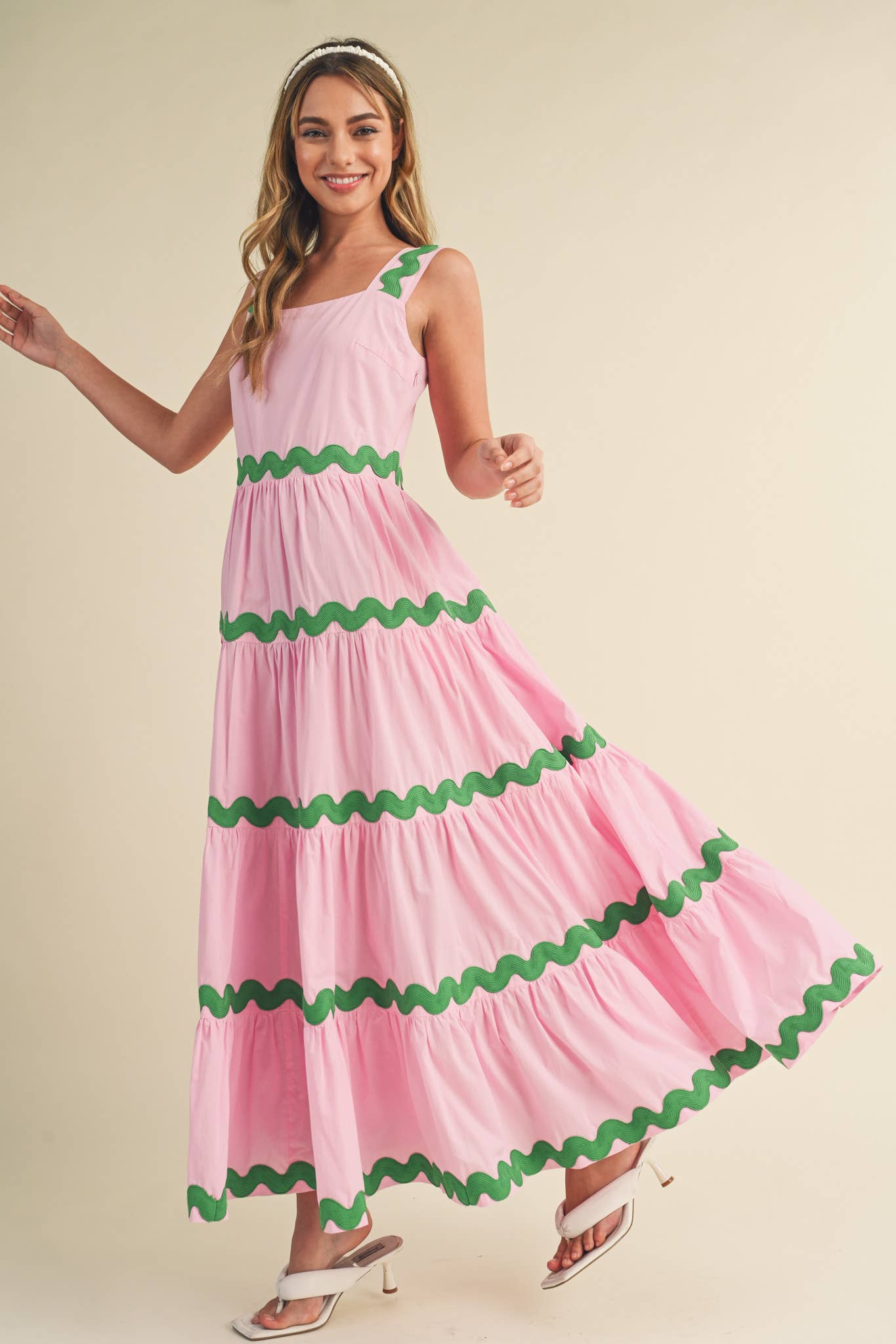 &MERCI - TIERED RIC RAC TRIM MIDI DRESS MDR3074