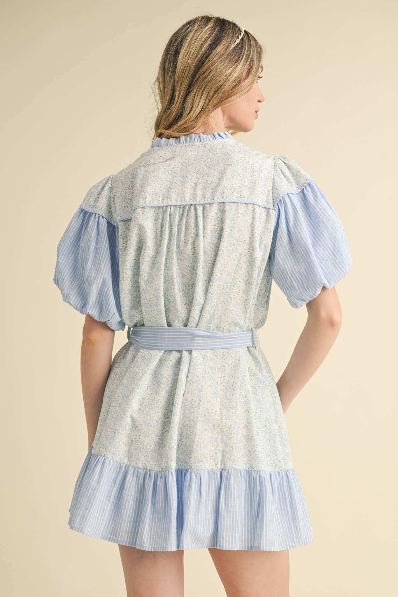 &MERCI - MIXED PRINT RUFFLED MINI DRESS MDR3855