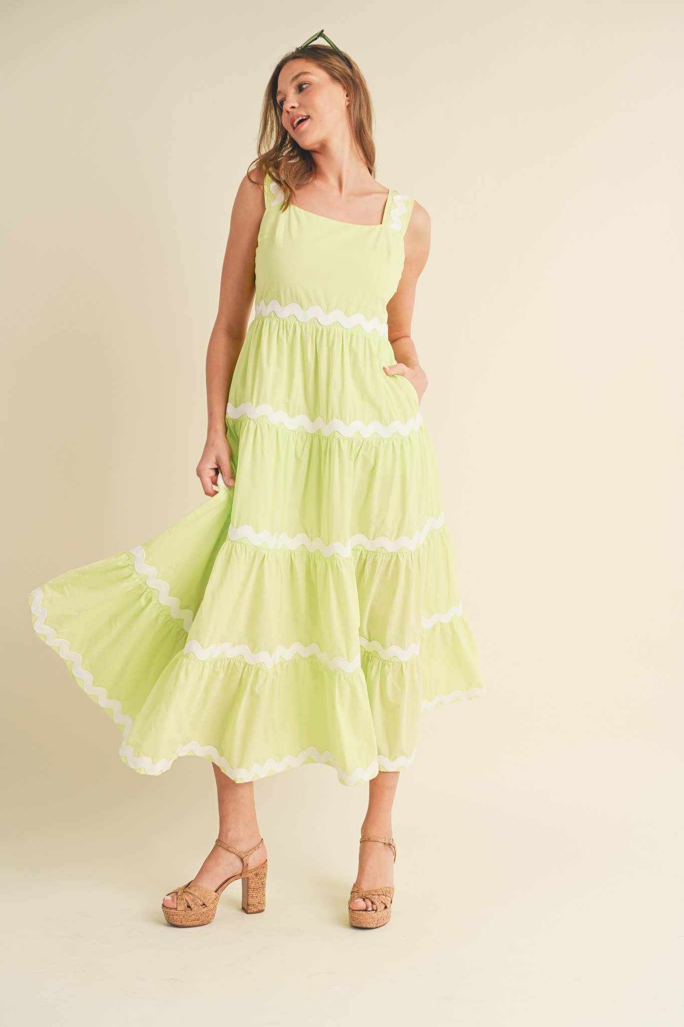 &MERCI - TIERED RIC RAC TRIM MIDI DRESS MDR3074