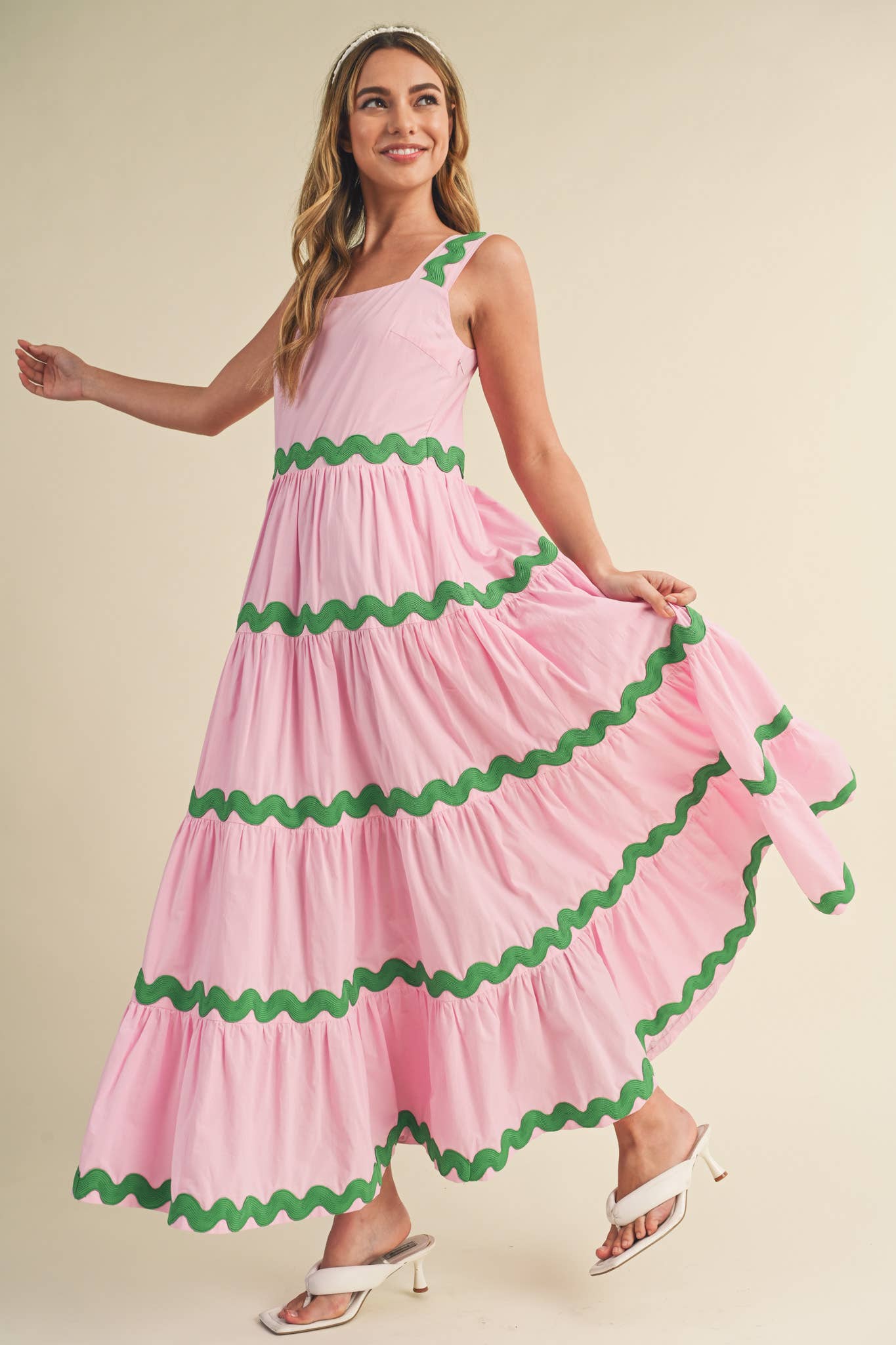 &MERCI - TIERED RIC RAC TRIM MIDI DRESS MDR3074