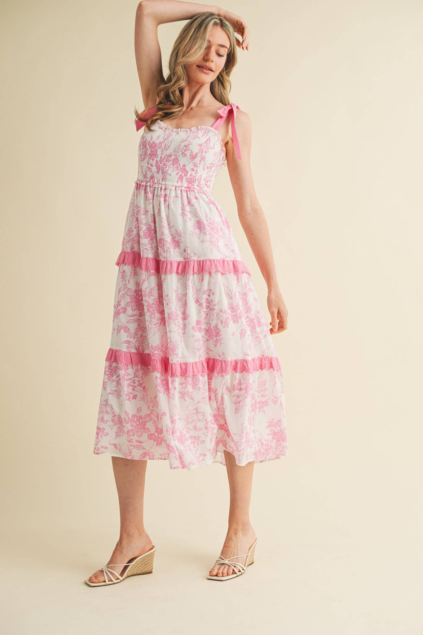 &MERCI - EXCLUSIVE PRINT FLORAL TIERED SCALLOP TRIM DRESS MDR4083