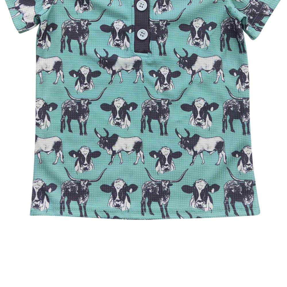 Aier Wholesale - Baby Boys Cow Short Sleeve Shirts Tops
