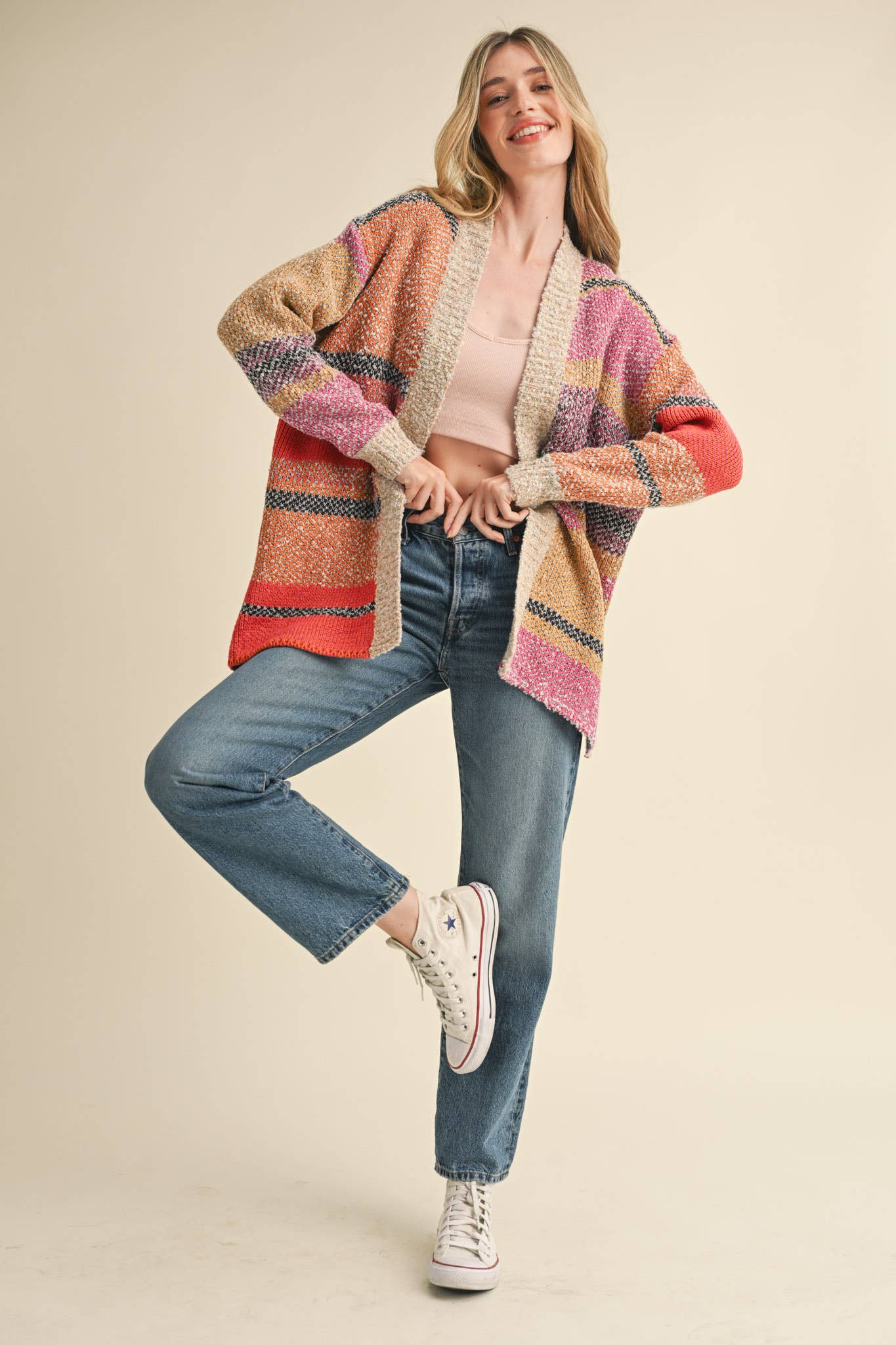 &MERCI - OVERSIZED COLOR BLOCK CARDIGAN MSW10038