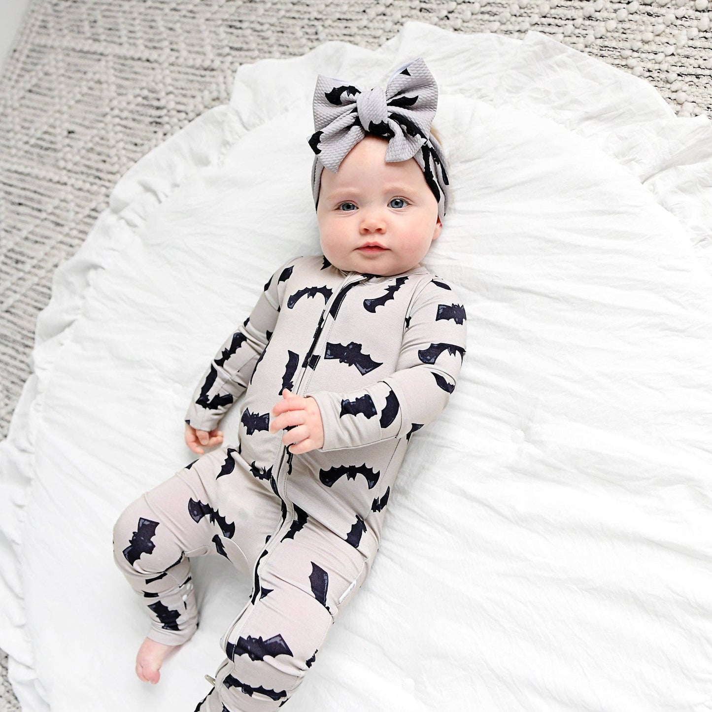Gigi and Max - Vlad Gray Bats ZIP Bamboo Halloween Sleepies Little