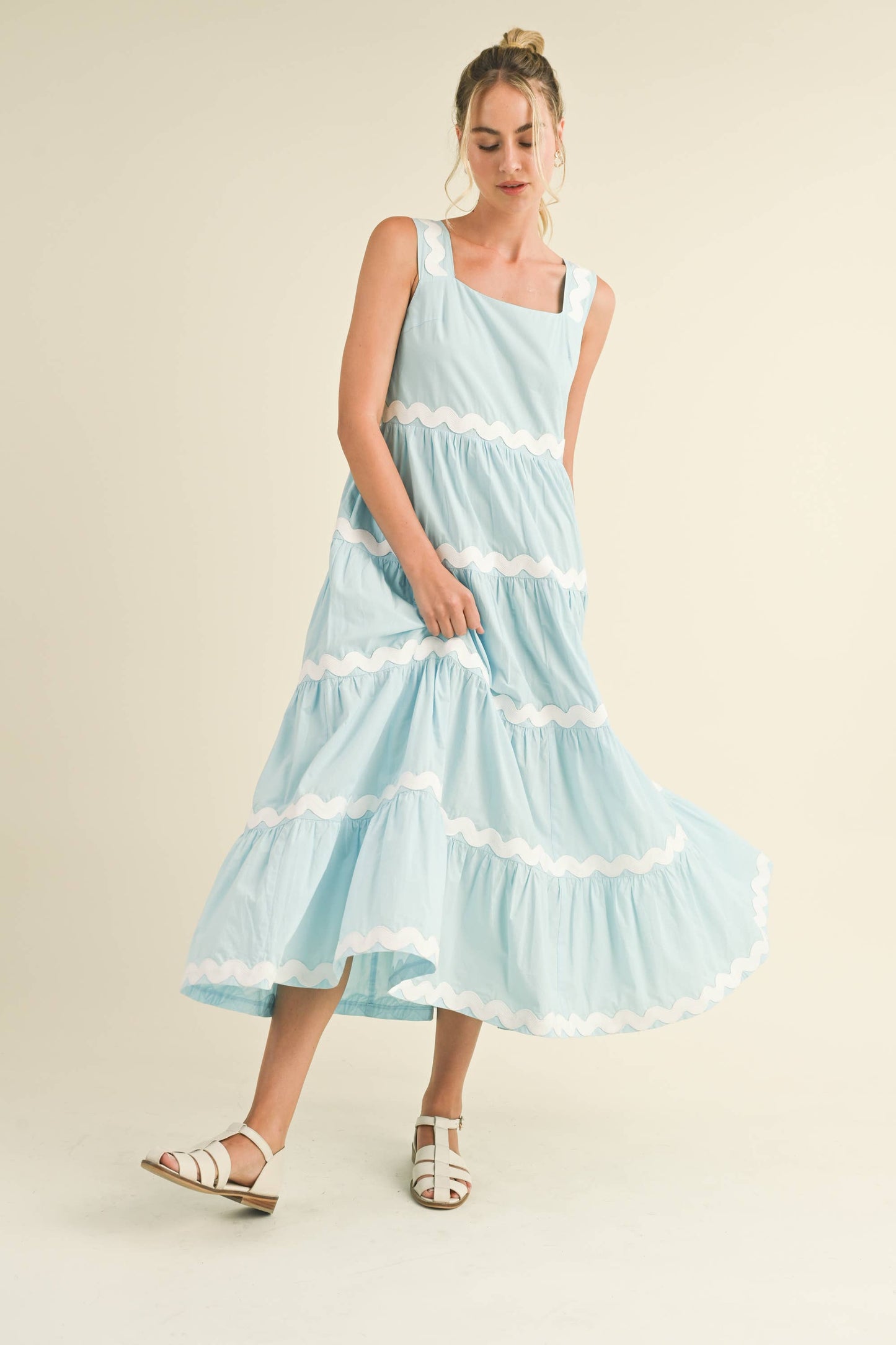 &MERCI - TIERED RIC RAC TRIM MIDI DRESS MDR3074