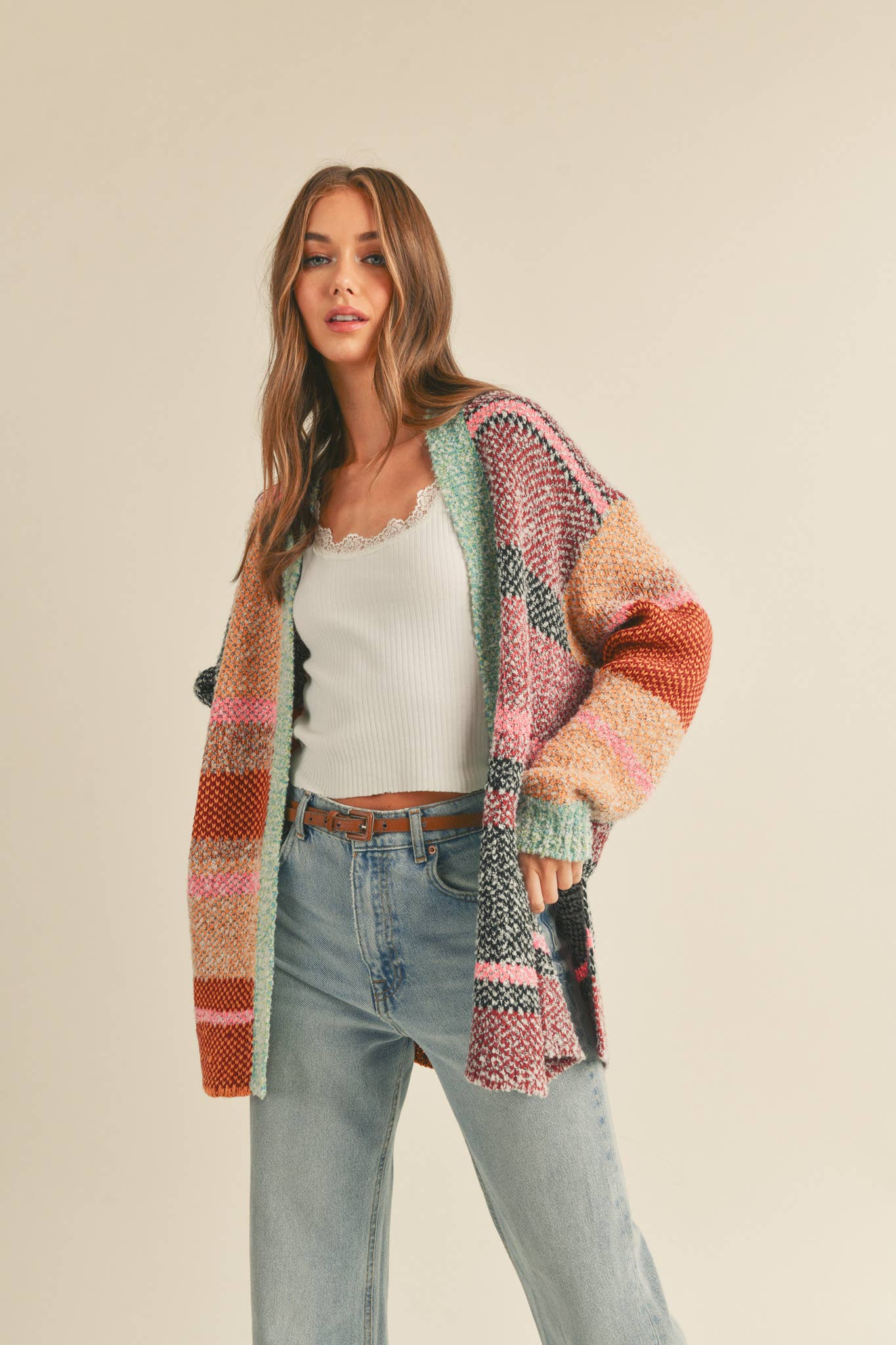&MERCI - OVERSIZED COLOR BLOCK CARDIGAN MSW10038