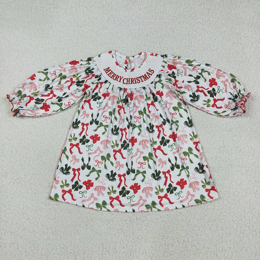 Aier Wholesale - Smocked Embroidery Merry Christmas Dress