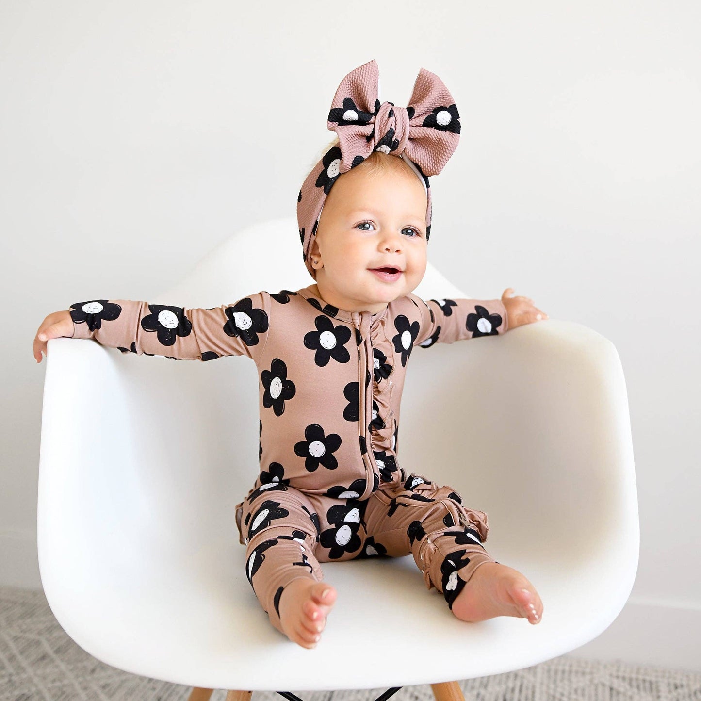 Gigi and Max - Coco RUFFLE ZIP Bamboo One Piece Flowers Baby Clothing