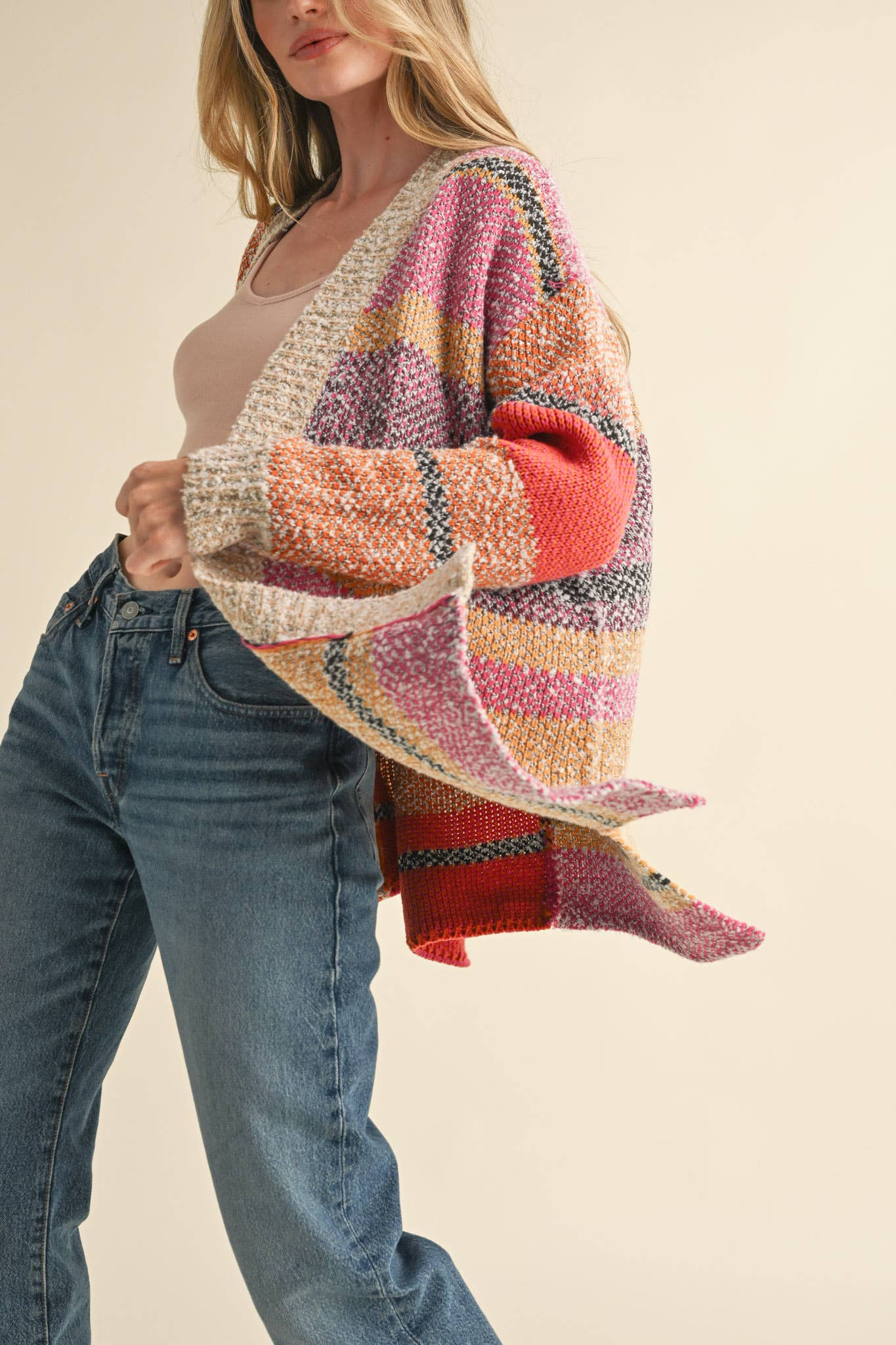 &MERCI - OVERSIZED COLOR BLOCK CARDIGAN MSW10038