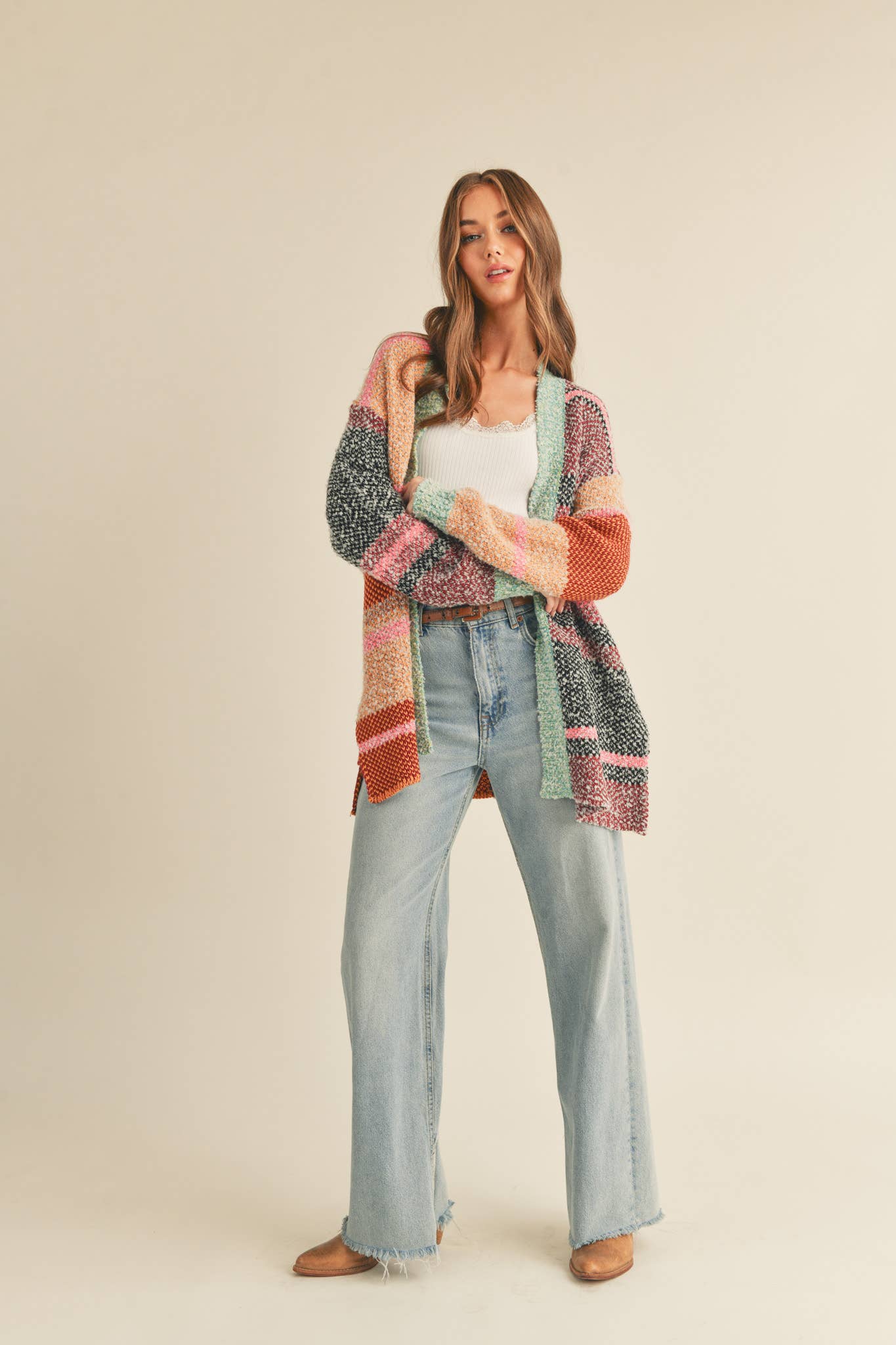&MERCI - OVERSIZED COLOR BLOCK CARDIGAN MSW10038