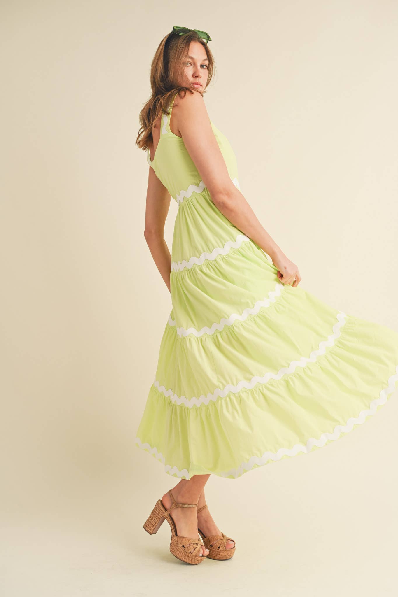 &MERCI - TIERED RIC RAC TRIM MIDI DRESS MDR3074