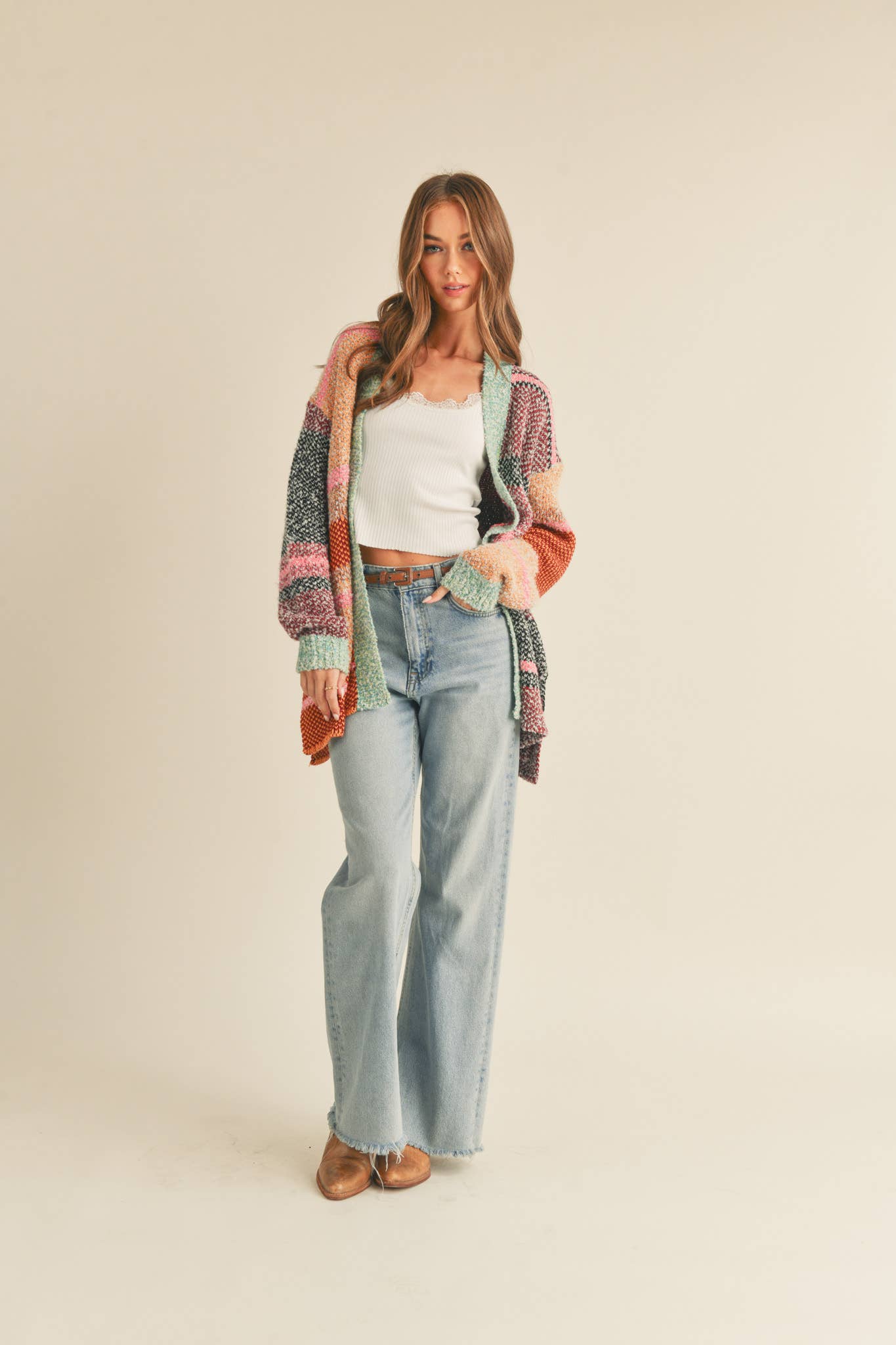 &MERCI - OVERSIZED COLOR BLOCK CARDIGAN MSW10038