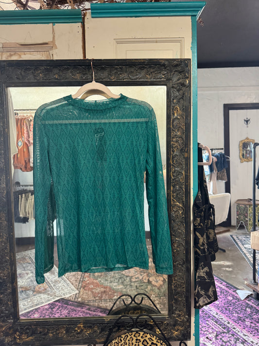 Jade Diamond Aztec Mesh Shirt