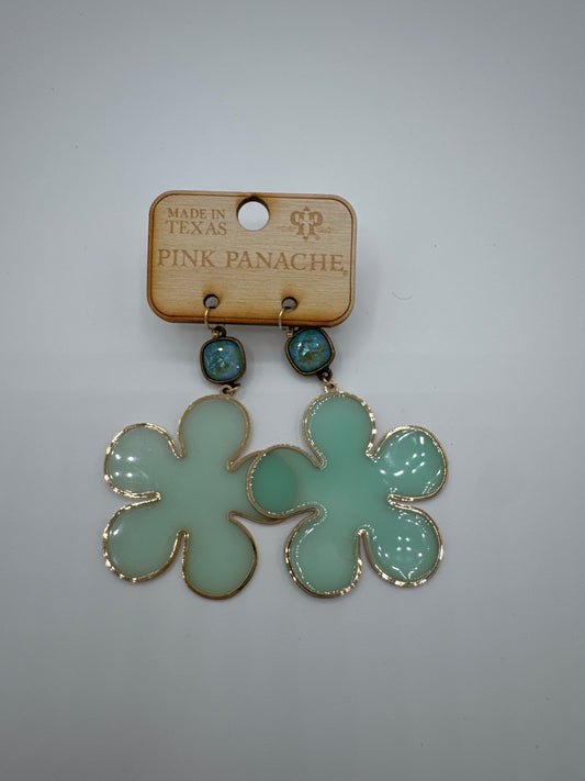 Groovy, green flower earrings